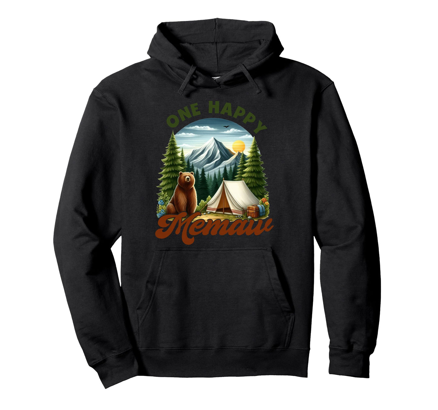 One Happy Memaw Camper Birthday Bear Hoodie - Aesthetic Graphic Men Women - T-Shirt, Sweatshirt, Hoodie