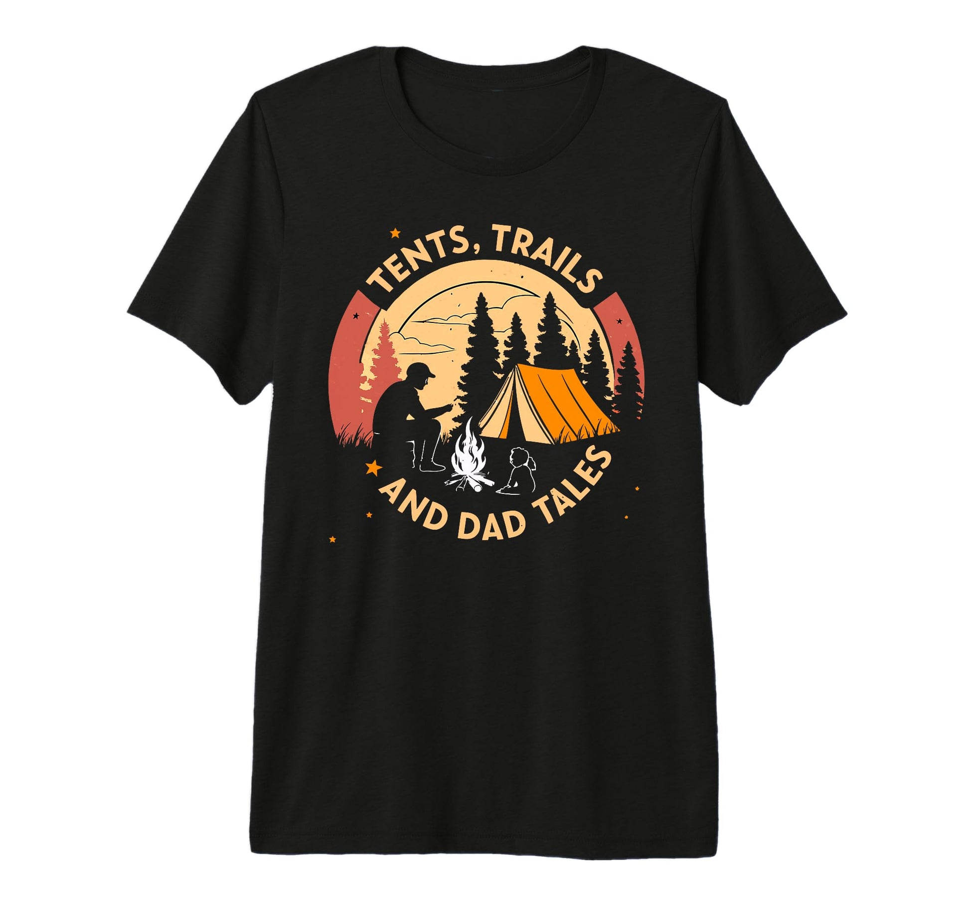 Tents Trails And Dad Tales Family T-Shirt - Aesthetic Graphic for Adults - T-Shirt, Sweatshirt, Hoodie