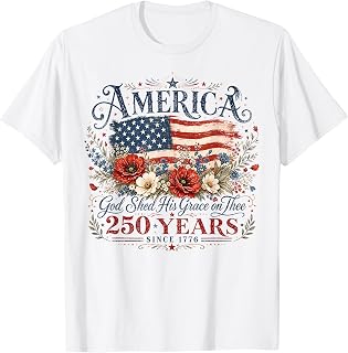 USA 250 Years America Floral Birthday Patriotic 4th of July T-Shirt Unisex T-shirt, Sweatshirt, Hoodie, Long Sleeve Tee - T-Shirt, Sweatshirt, Hoodie