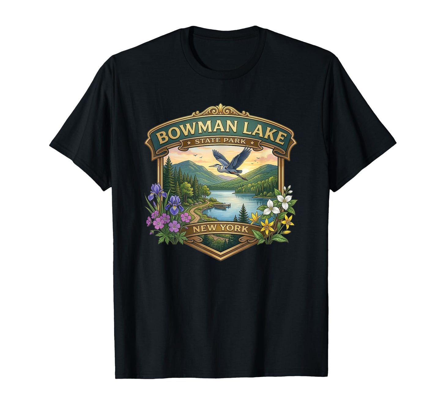 Bowman Lake State Park New York T-Shirt - Minimalist Print Men Women - T-Shirt, Sweatshirt, Hoodie