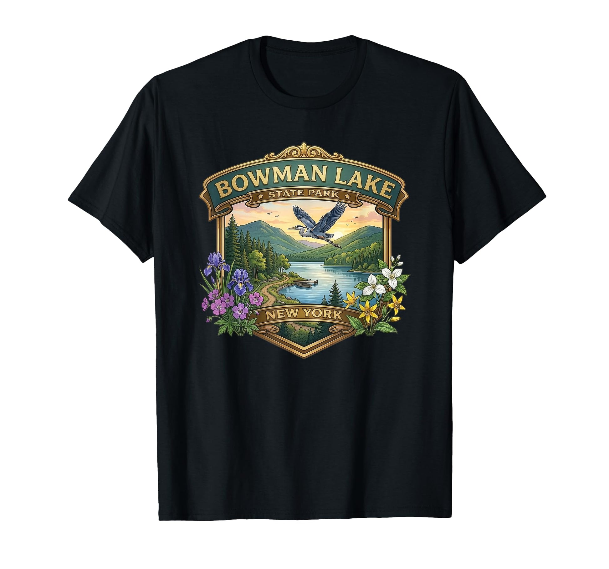 Bowman Lake State Park New York T-Shirt - Minimalist Print Men Women - T-Shirt, Sweatshirt, Hoodie