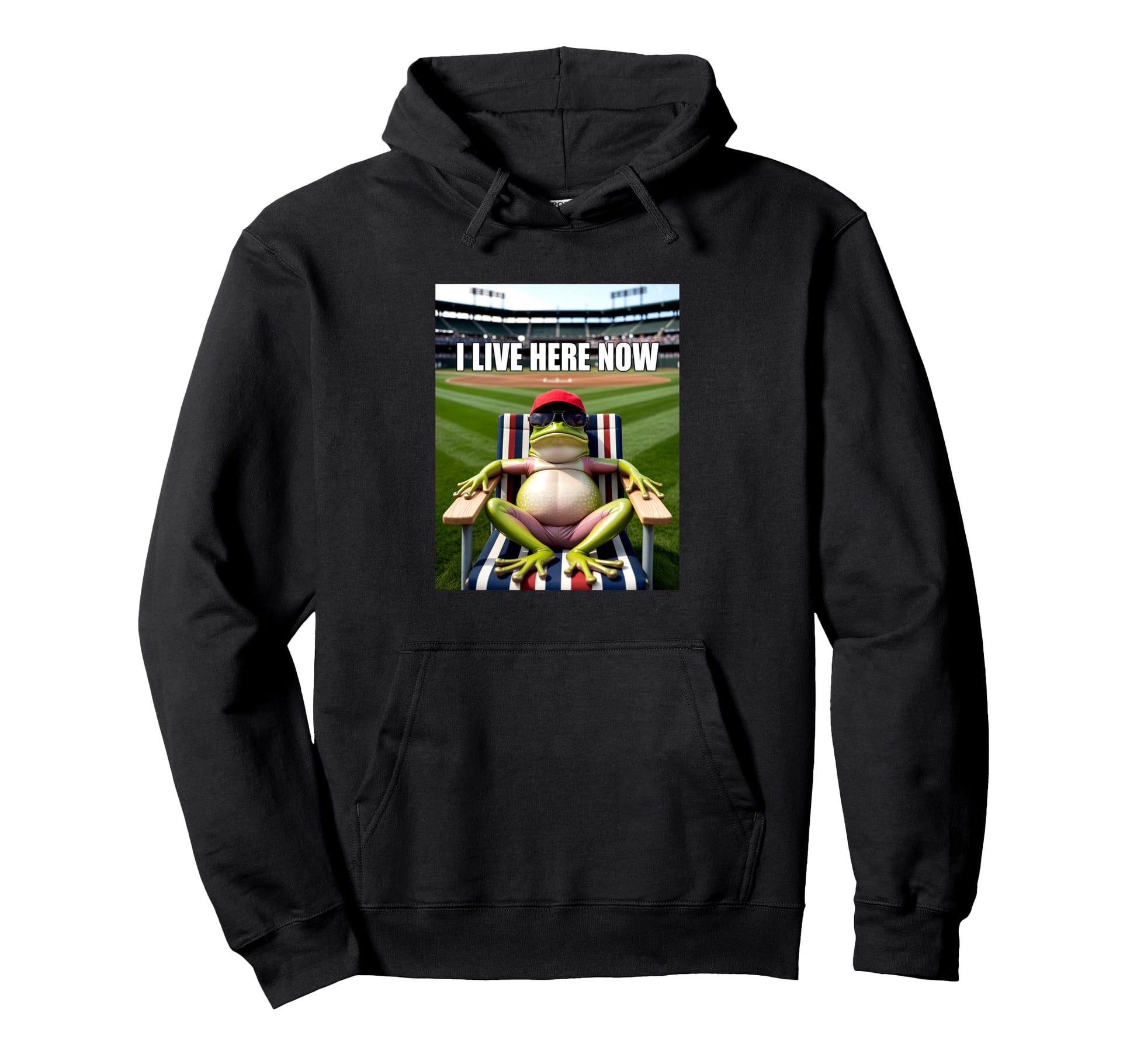 Frog Baseball Mom Dad I Live Here Now Hoodie - Novelty Apparel for Adults - T-Shirt, Sweatshirt, Hoodie