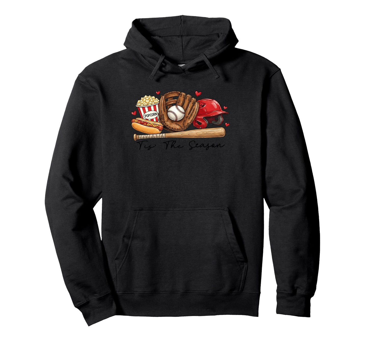 Tis Season Baseball Game Eat Sleep Hoodie - Fun Novelty Design Men Women - T-Shirt, Sweatshirt, Hoodie