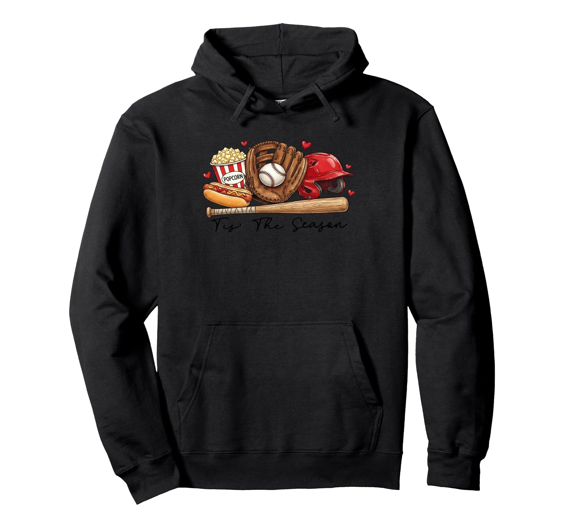 Tis Season Baseball Game Eat Sleep Hoodie - Fun Novelty Design Men Women - T-Shirt, Sweatshirt, Hoodie