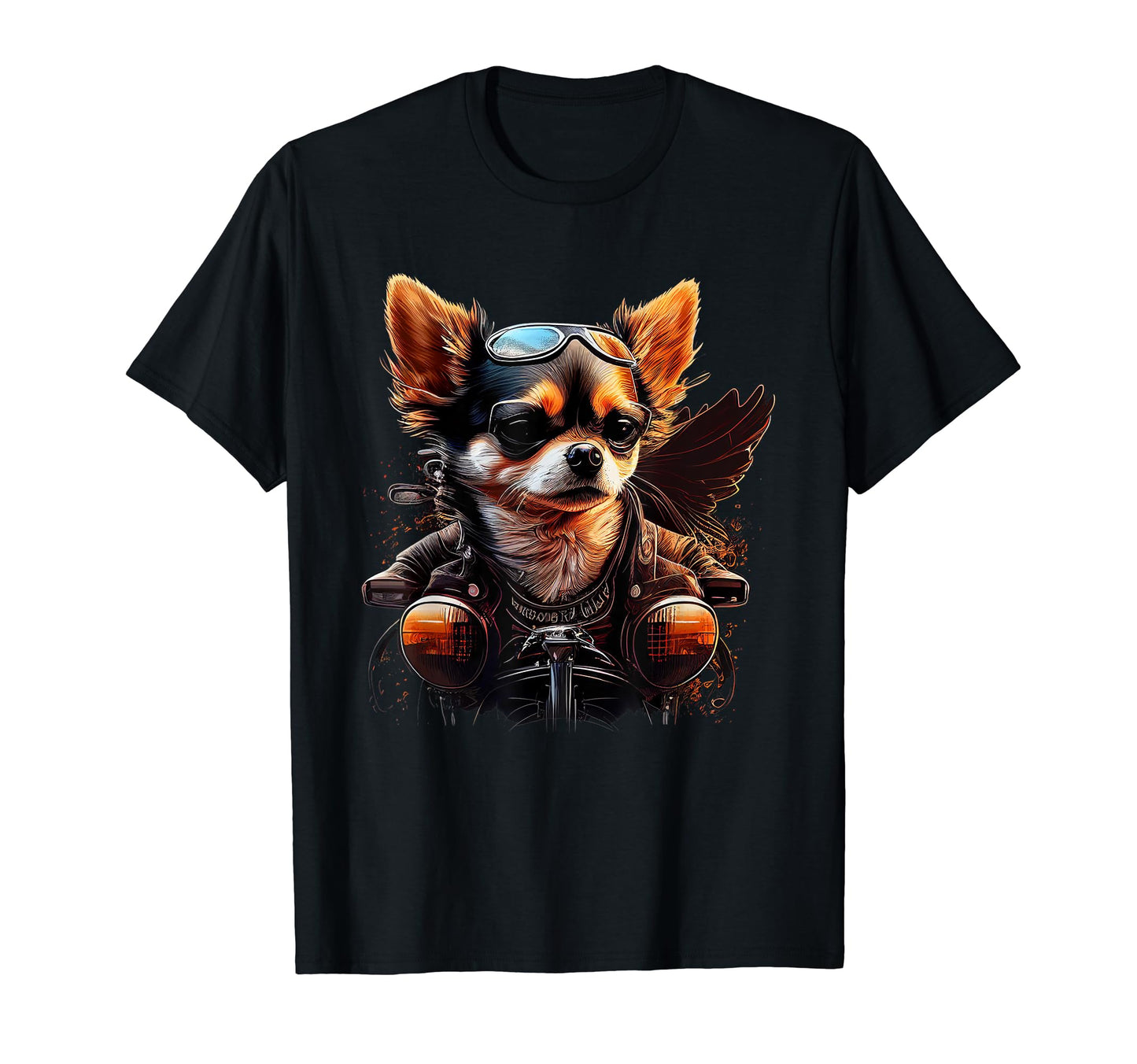 Chihuahua Biker Motorcycle Dog Dad Grandpa T-Shirt - Graphic Print Unisex - T-Shirt, Sweatshirt, Hoodie