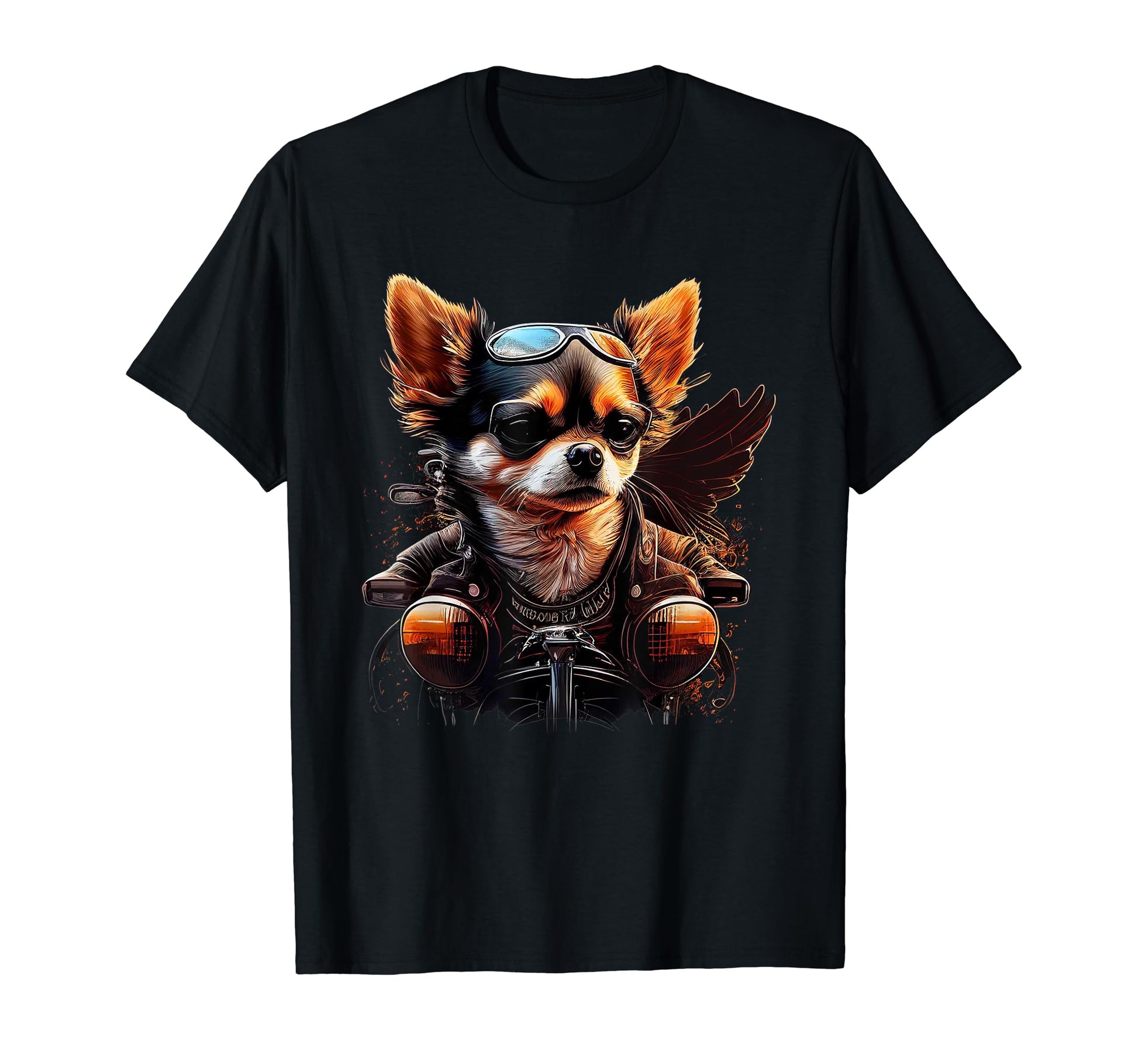 Chihuahua Biker Motorcycle Dog Dad Grandpa T-Shirt - Graphic Print Unisex - T-Shirt, Sweatshirt, Hoodie