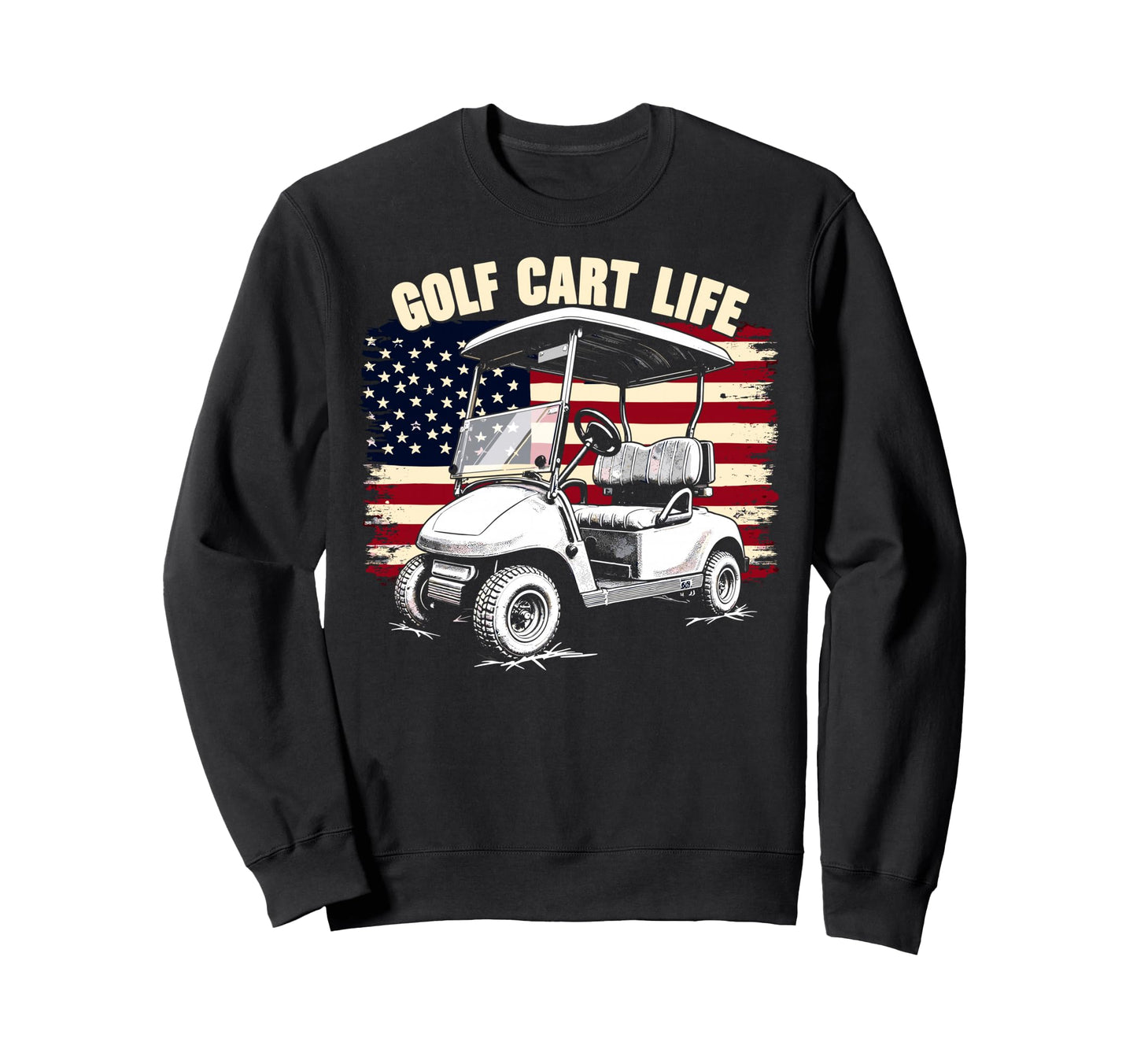Golf Cart Life Us Flag Golfing Golfer Sweatshirt - Custom Art Print Unisex - T-Shirt, Sweatshirt, Hoodie