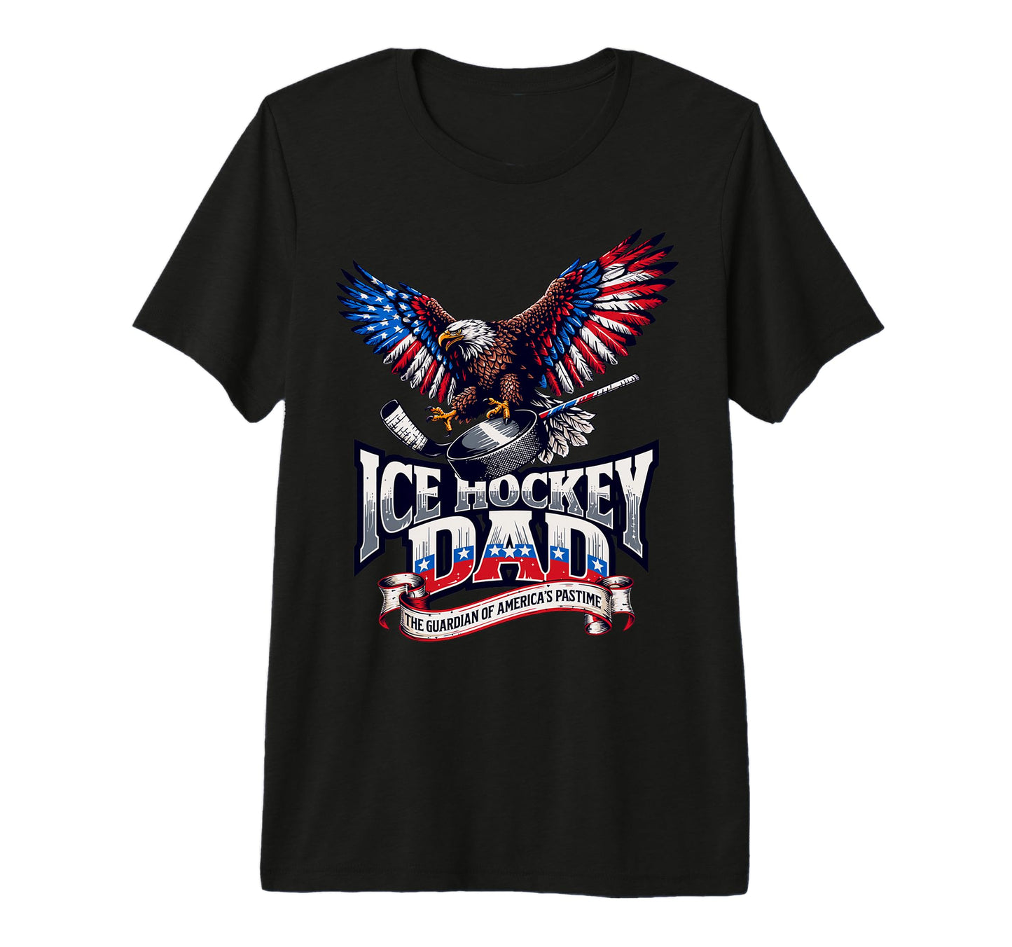 Mens Ice Hockey Dad American Flag Ice T-Shirt - Aesthetic Graphic Unisex - T-Shirt, Sweatshirt, Hoodie