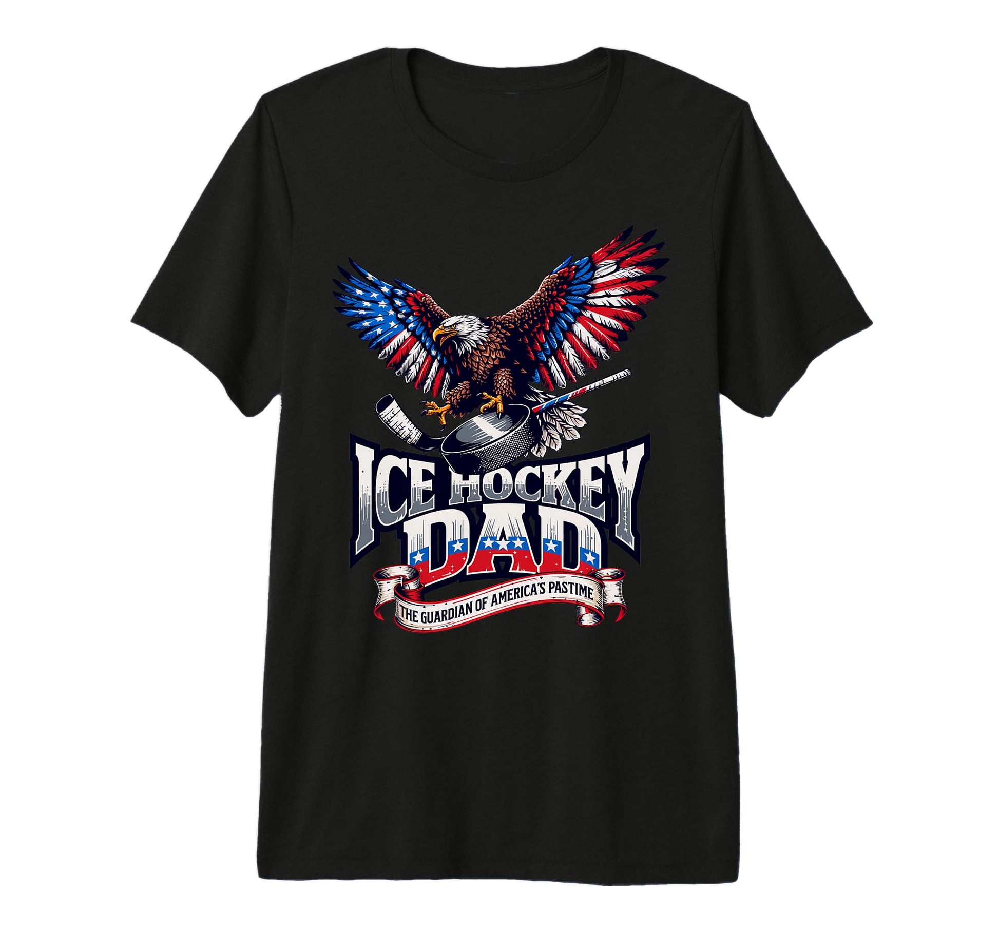 Mens Ice Hockey Dad American Flag Ice T-Shirt - Aesthetic Graphic Unisex - T-Shirt, Sweatshirt, Hoodie
