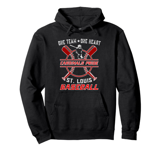Baseball St Louis One Team One Heart St Hoodie - Novelty Apparel Men Women - T-Shirt, Sweatshirt, Hoodie