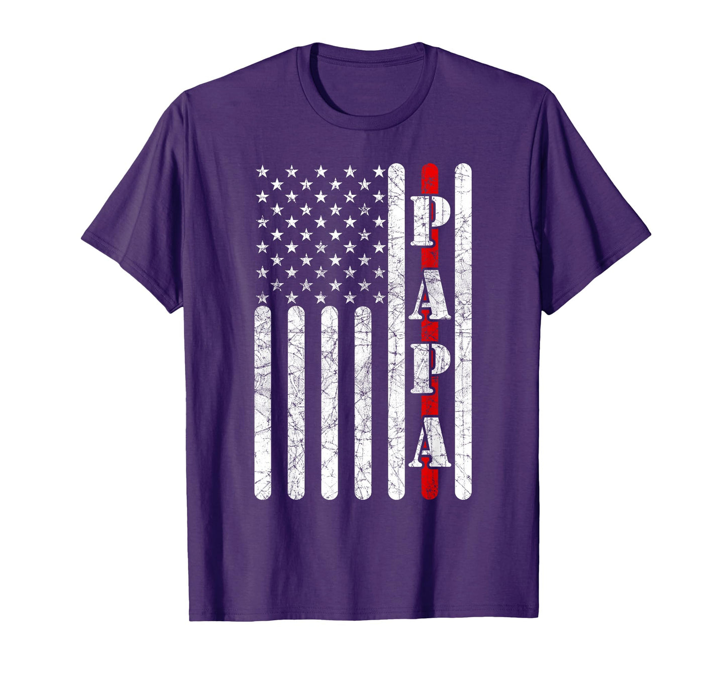 Proud Papa Fathers Day 2021 Red Line Flag T-Shirt - Graphic Print Unisex - T-Shirt, Sweatshirt, Hoodie