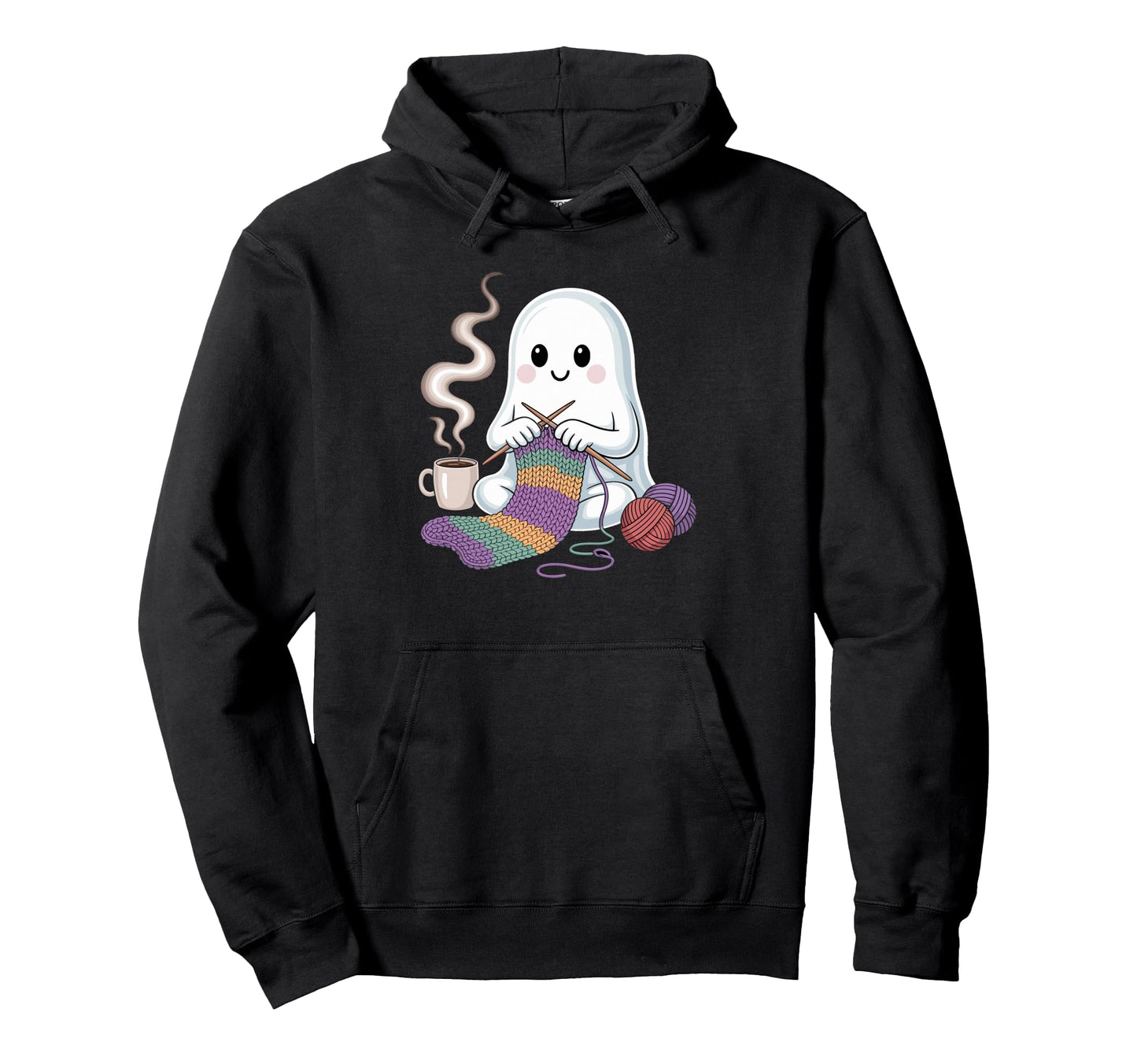 Ghost Knitting And Pumpkin Spice Hoodie - Custom Art Print Men Women - T-Shirt, Sweatshirt, Hoodie