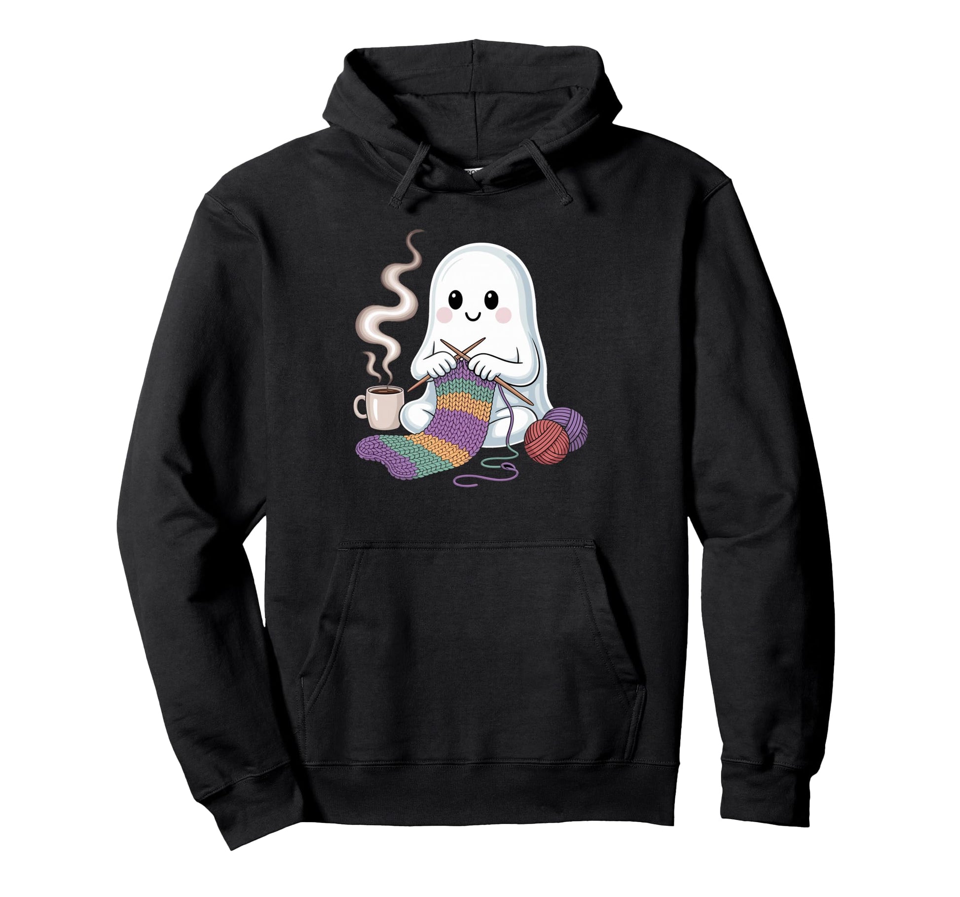 Ghost Knitting And Pumpkin Spice Hoodie - Graphic Print Unisex - T-Shirt, Sweatshirt, Hoodie