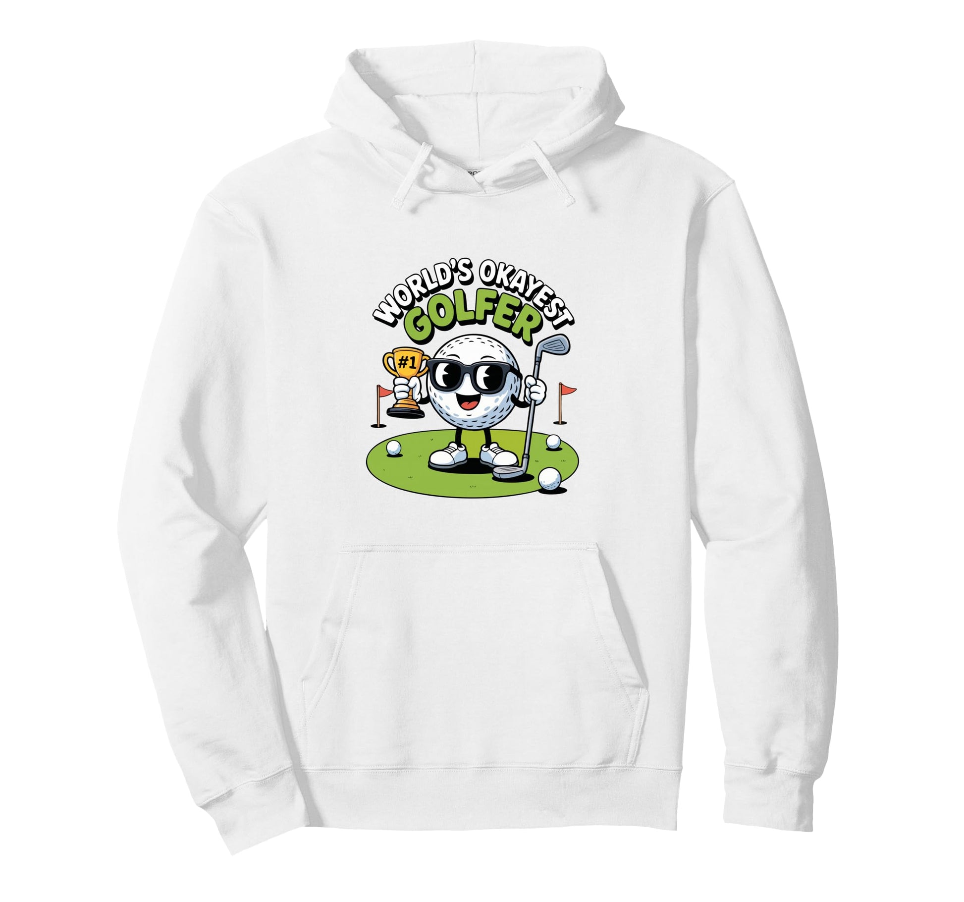 Worlds Okayest Golfer Ball Trophy Funny Hoodie - Streetwear Style Unisex - T-Shirt, Sweatshirt, Hoodie