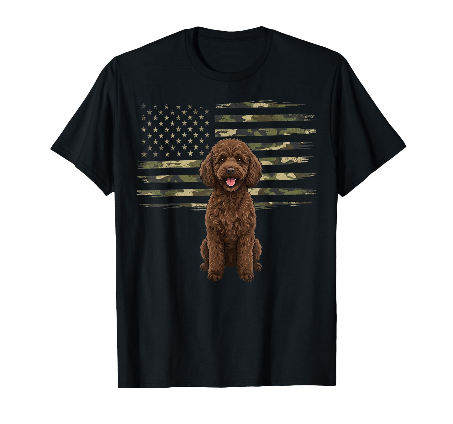 Camo American Flag Poodle 4Th July T-Shirt - Graphic Print Men Women - T-Shirt, Sweatshirt, Hoodie
