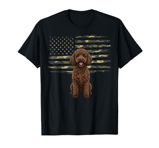 Camo American Flag Poodle 4Th July T-Shirt - Graphic Print Men Women - T-Shirt, Sweatshirt, Hoodie