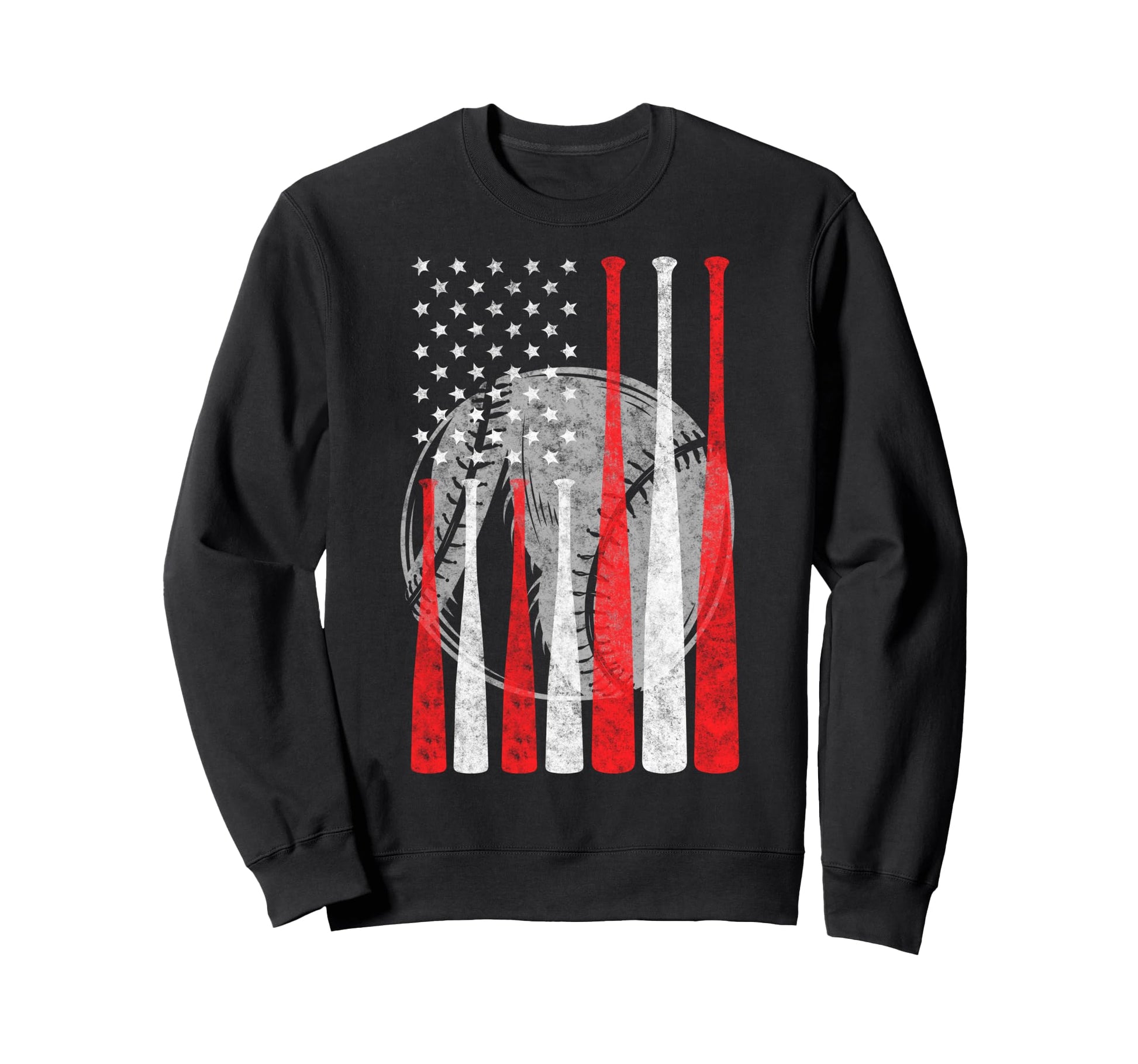 Baseball Us Flag Baseball Sweatshirt - Casual Everyday Wear for Adults - T-Shirt, Sweatshirt, Hoodie