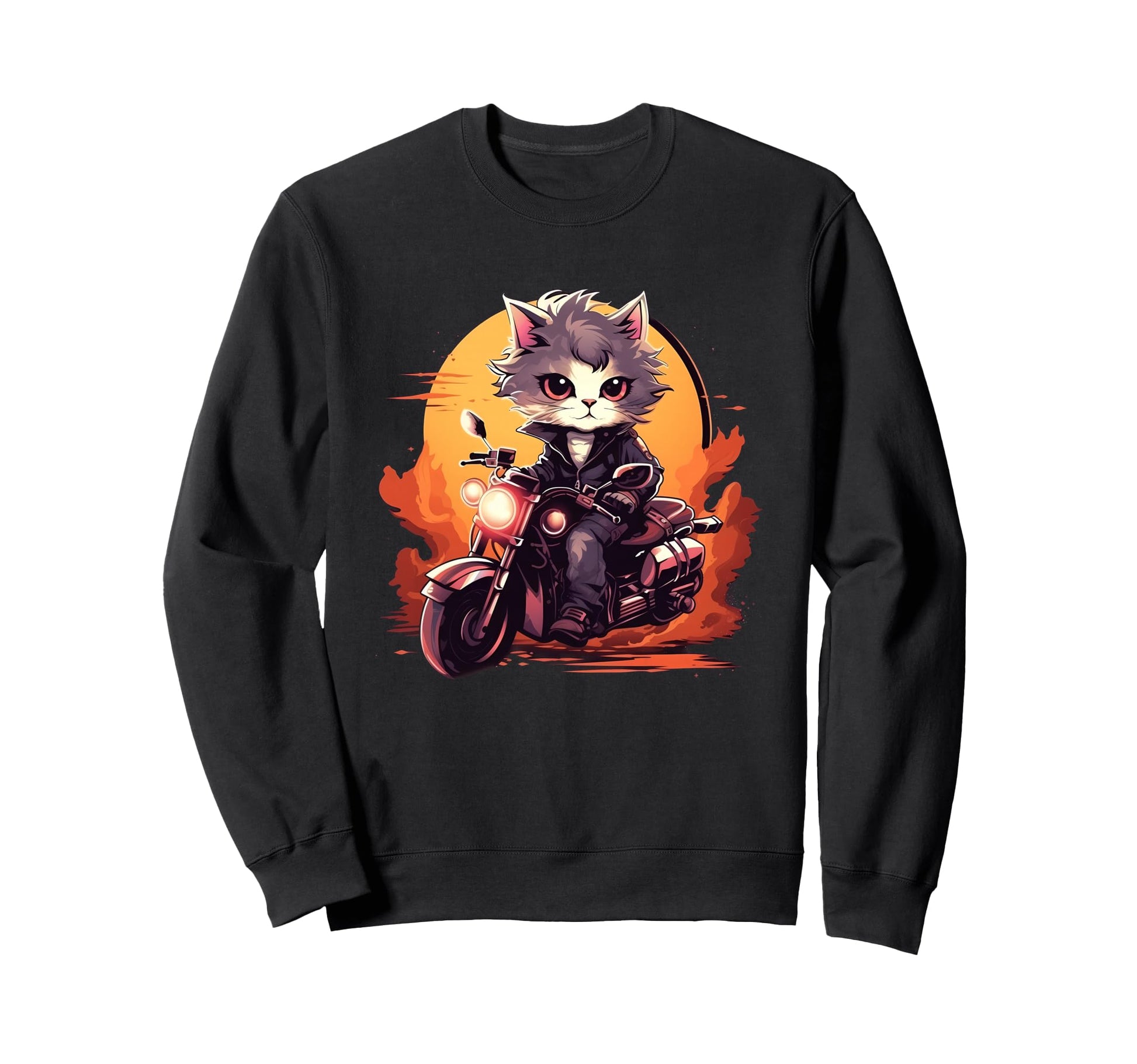 Biker Ragdoll Cat Riding Motorbike Sweatshirt - Graphic Print Men Women - T-Shirt, Sweatshirt, Hoodie