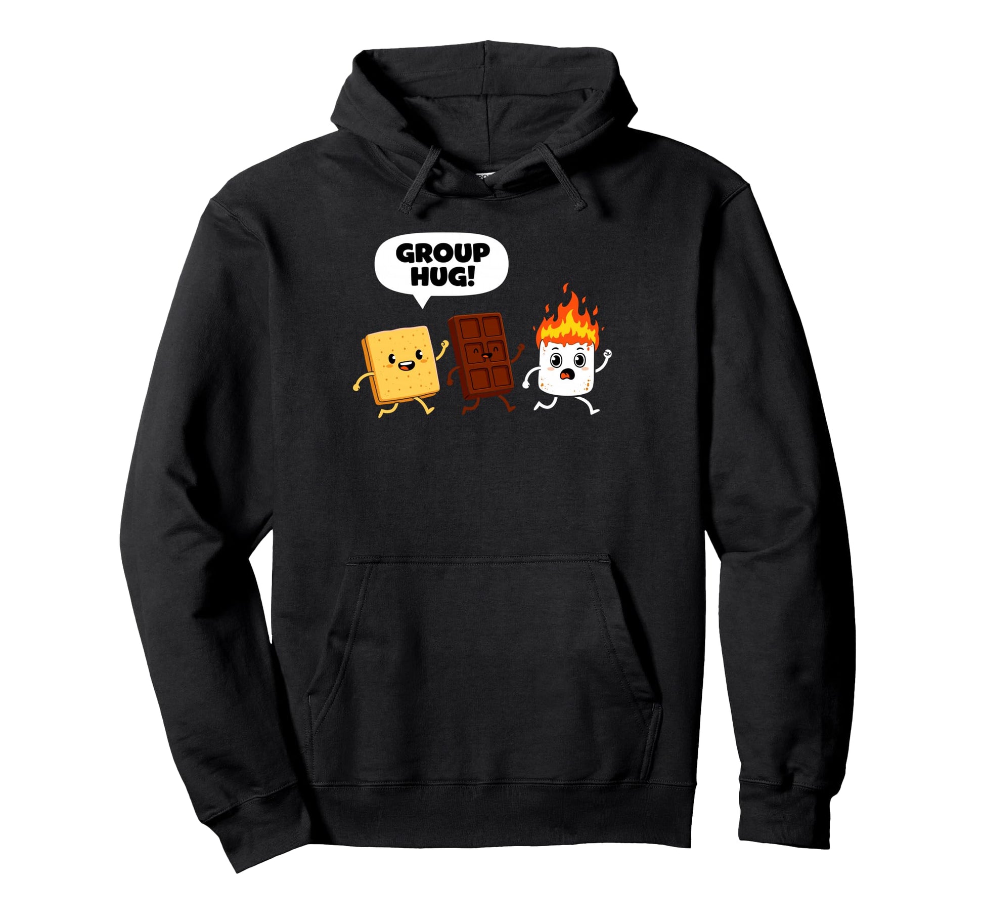 Camping Group Hug Smores Marshmallow Hoodie - Trendy Graphic for Adults - T-Shirt, Sweatshirt, Hoodie