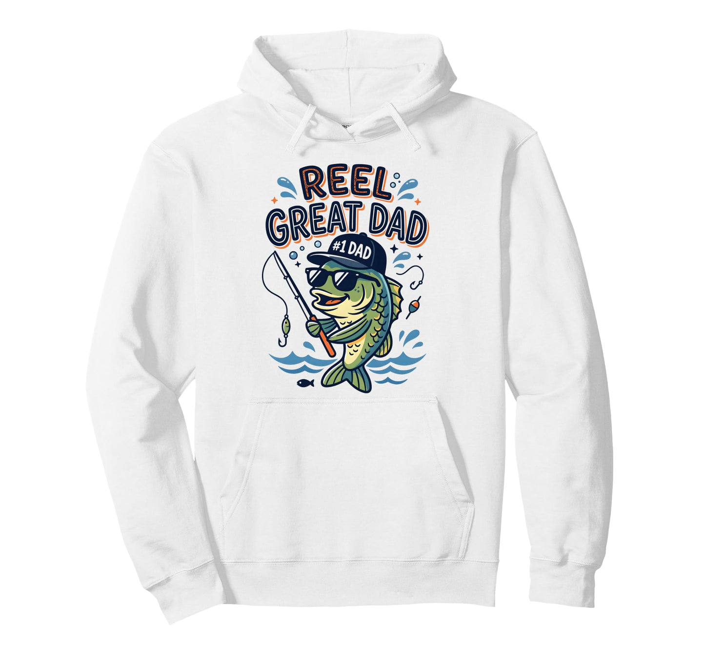 Reel Great Dad Is Bass Fish Fathers Hoodie - Custom Art Print for Adults - T-Shirt, Sweatshirt, Hoodie