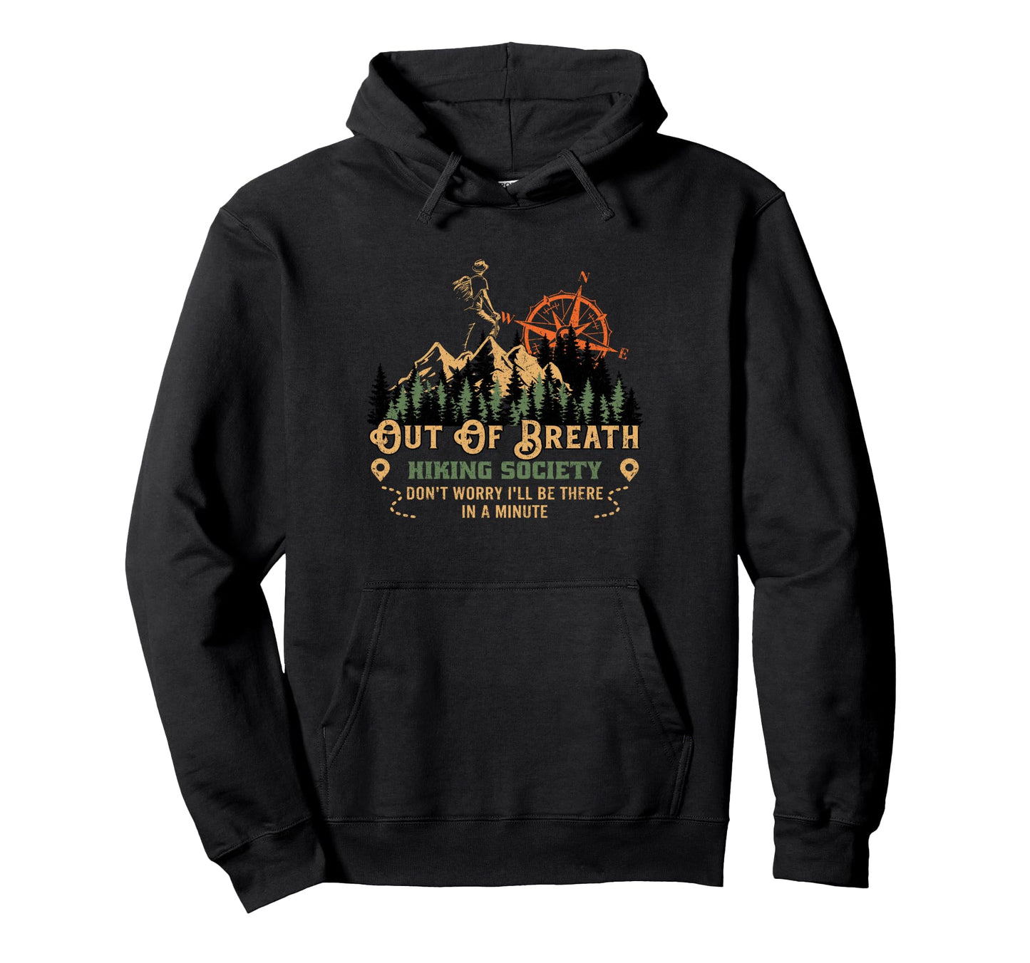 Out Breath Hiking Society Hoodie - Trendy Graphic Men Women - T-Shirt, Sweatshirt, Hoodie