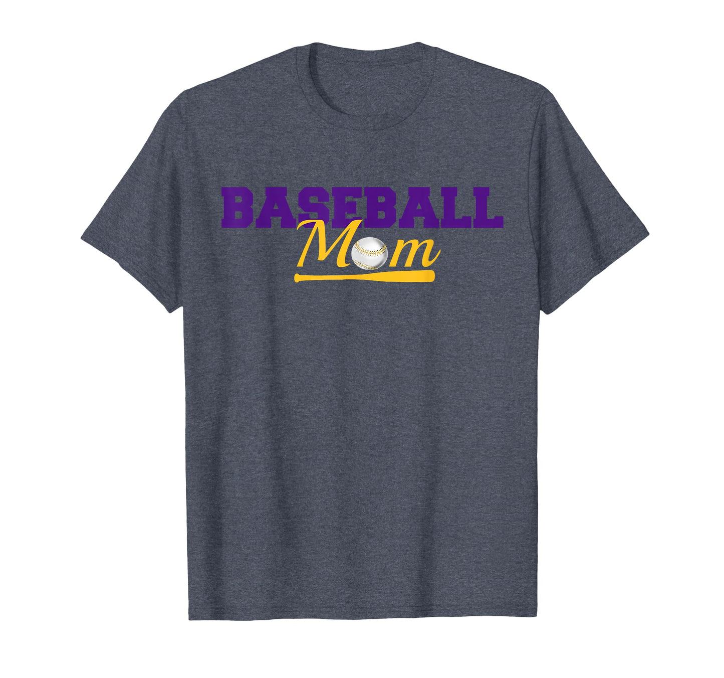 Baseball Mom Purple Gold Text Fun T-Shirt - Fun Novelty Design for Adults - T-Shirt, Sweatshirt, Hoodie