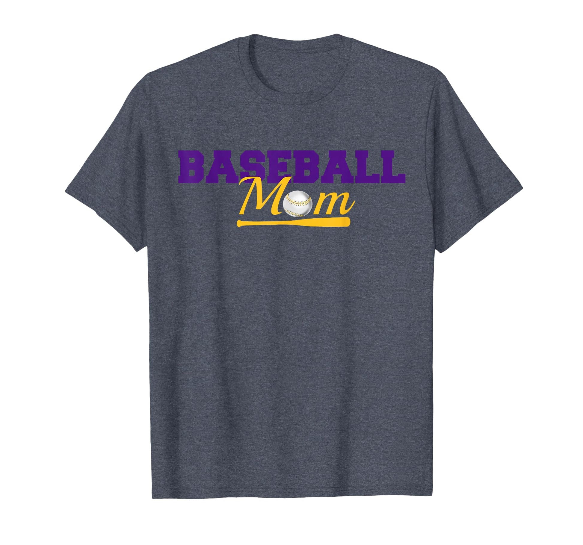 Baseball Mom Purple Gold Text Fun T-Shirt - Fun Novelty Design for Adults - T-Shirt, Sweatshirt, Hoodie