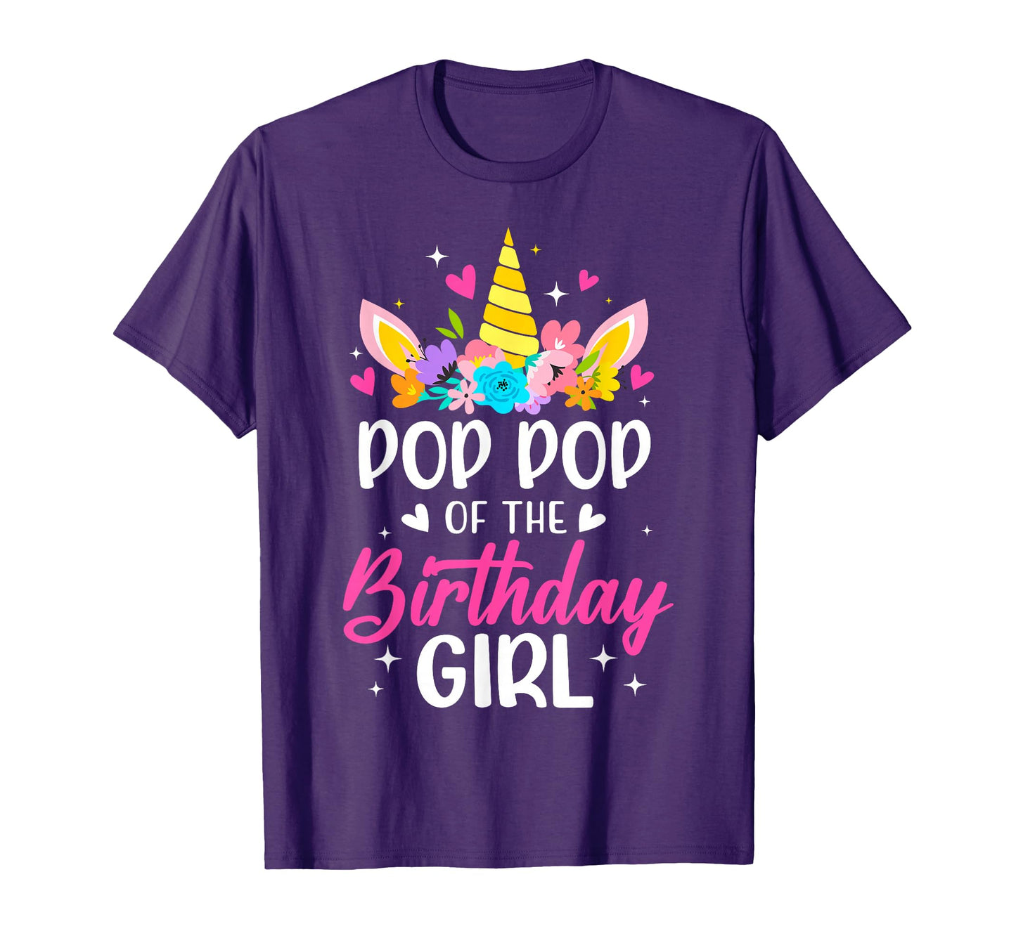 Pop Pop Birthday Unicorn Bday Party T-Shirt - Custom Art Print Men Women - T-Shirt, Sweatshirt, Hoodie