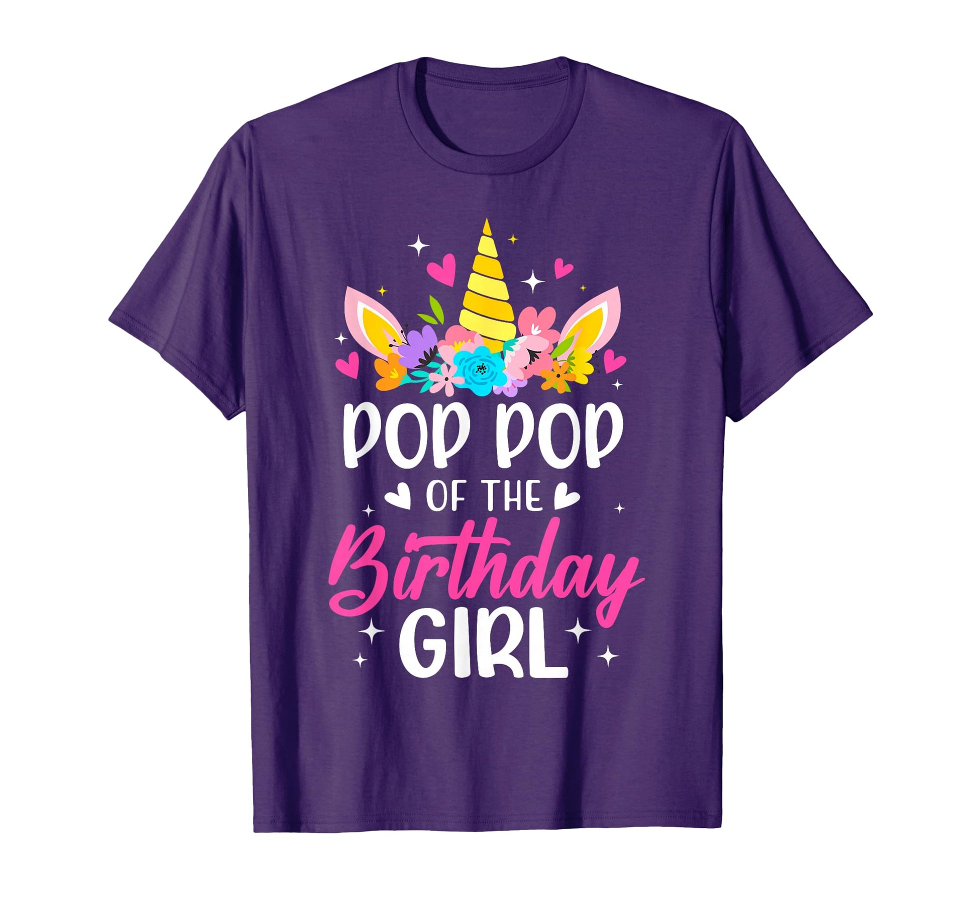 Pop Pop Birthday Unicorn Bday Party T-Shirt - Custom Art Print Men Women - T-Shirt, Sweatshirt, Hoodie