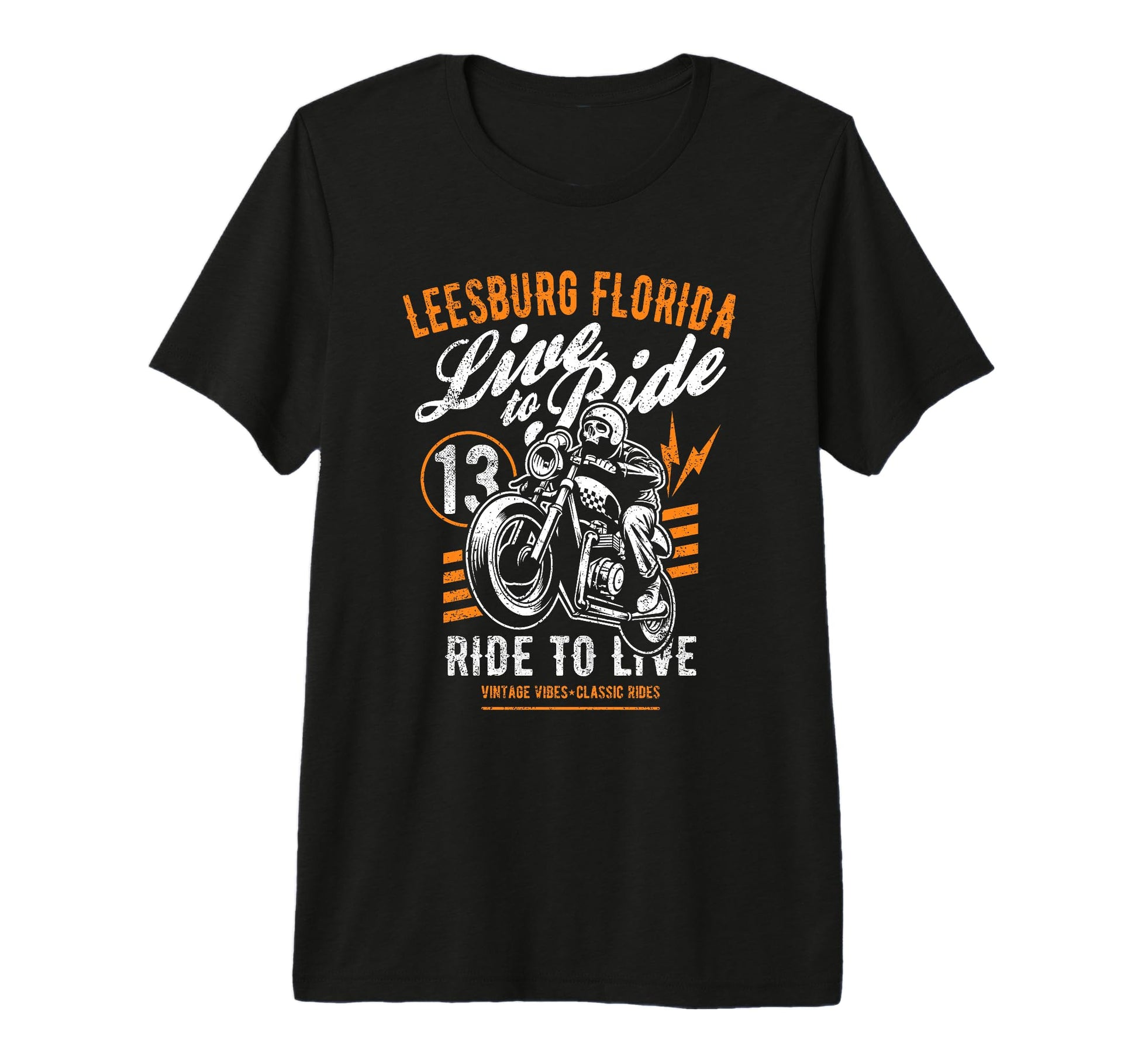 Leesburg Florida Motorcycle Rider Skull T-Shirt - Aesthetic Graphic Unisex - T-Shirt, Sweatshirt, Hoodie