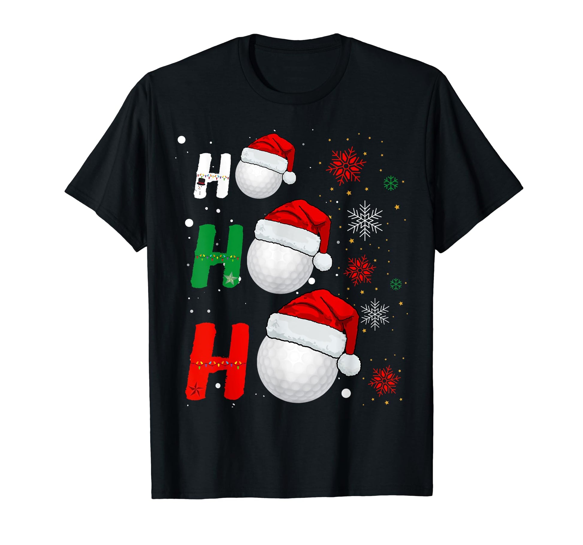Ho Ho Ho Golf Santa Womens Dad T-Shirt - Aesthetic Graphic for Adults - T-Shirt, Sweatshirt, Hoodie