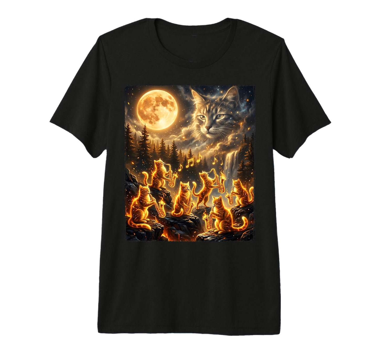 Cat Playing Saxophone Music Saxophonist T-Shirt - Graphic Print for Adults - T-Shirt, Sweatshirt, Hoodie