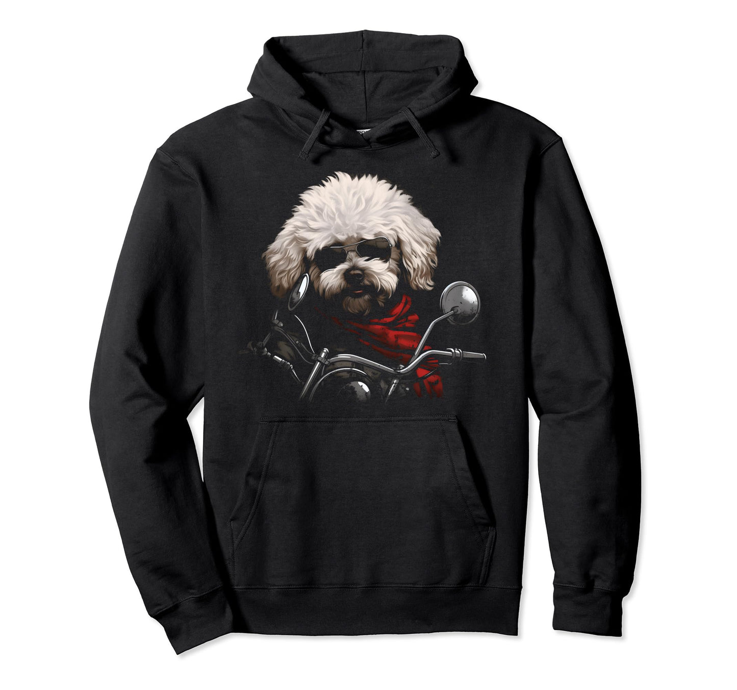 Motorcycle Dad Biker Dog Funny Bichon Hoodie - Unique Graphic Men Women - T-Shirt, Sweatshirt, Hoodie
