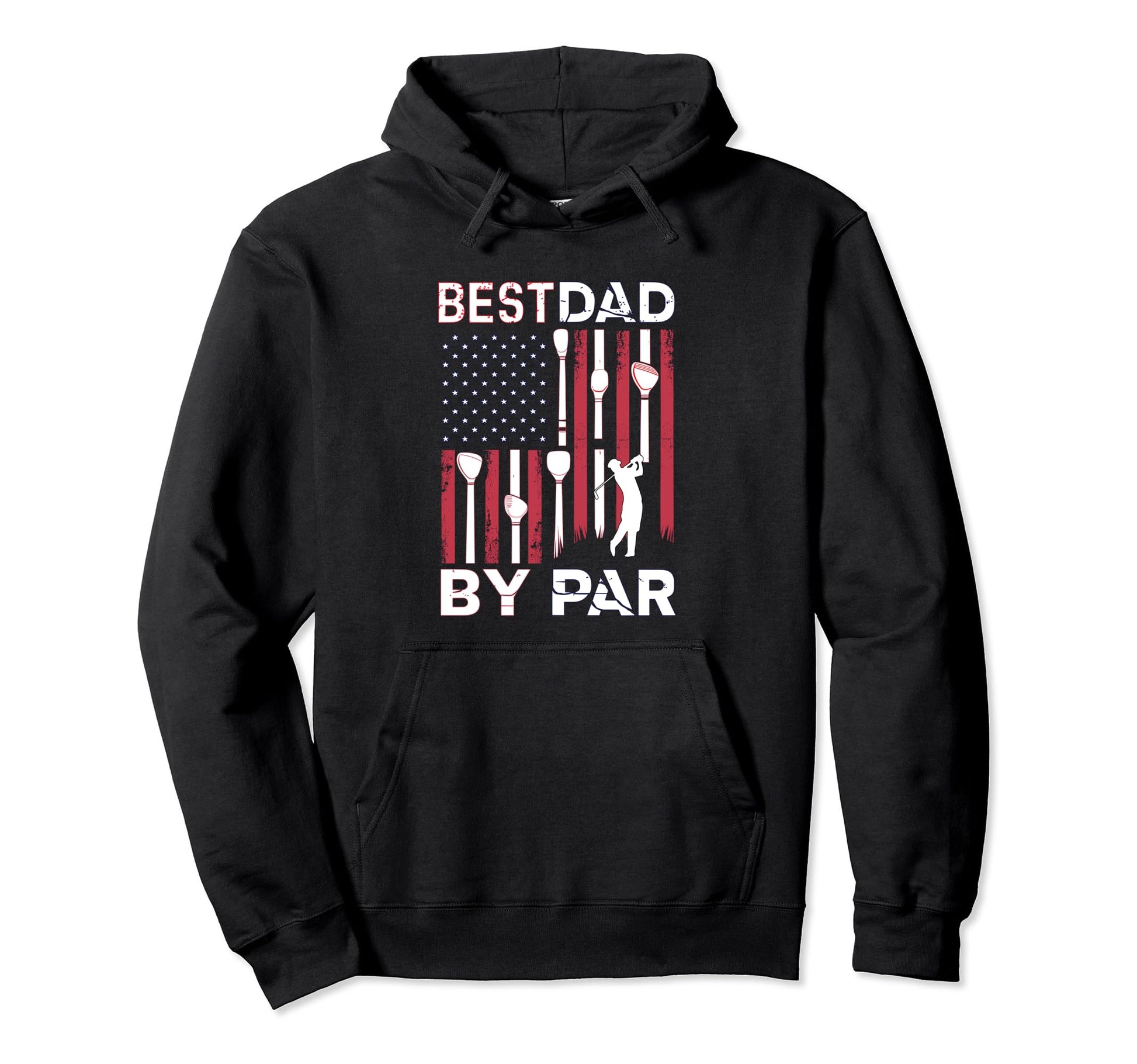 Golf American Flag Best Dad Par Fathers Hoodie - Graphic Print Men Women - T-Shirt, Sweatshirt, Hoodie