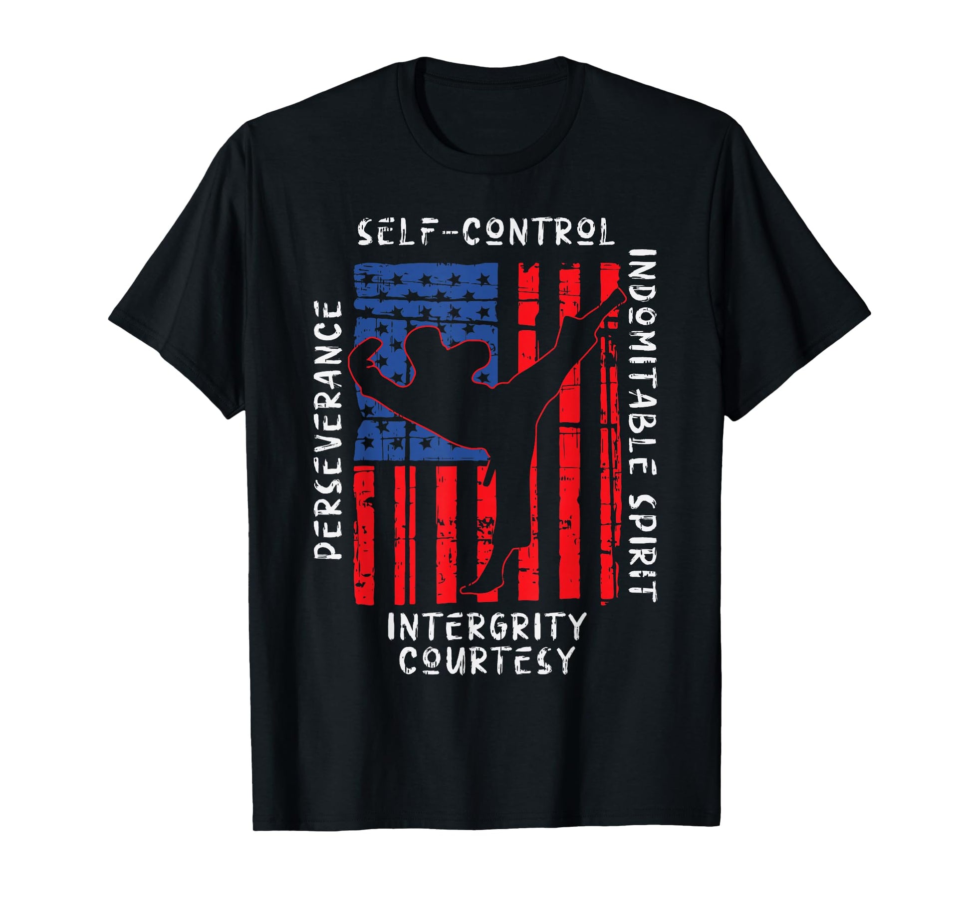 Us Flag Taekwondo Five Tenets Martial T-Shirt - Novelty Apparel Men Women - T-Shirt, Sweatshirt, Hoodie
