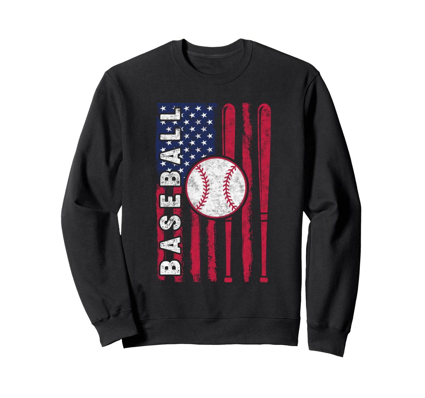 Baseball Us Flag Baseball Lover Sweatshirt - Fun Novelty Design for Adults - T-Shirt, Sweatshirt, Hoodie