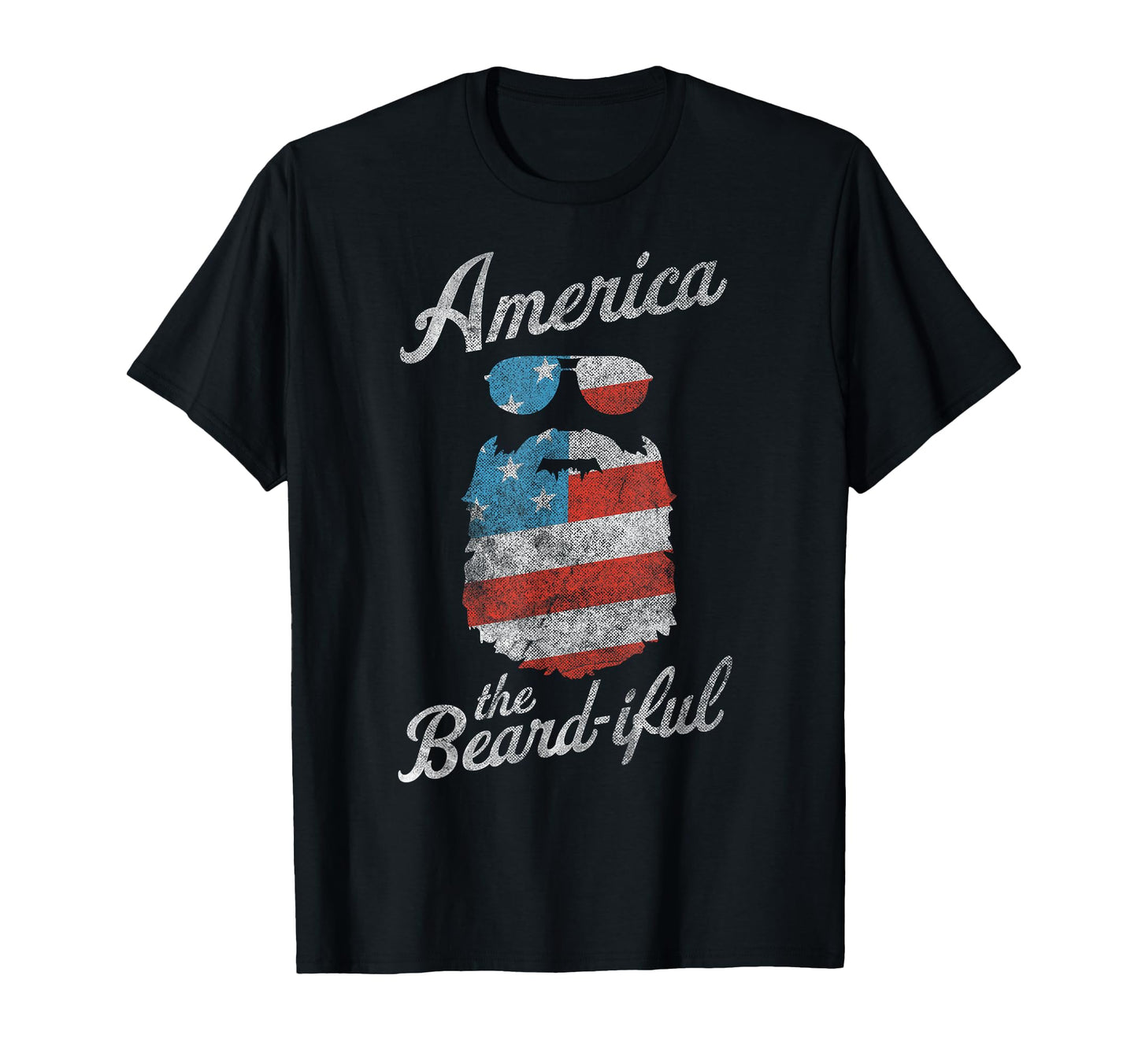 Patriotic American Flag Beard America T-Shirt - Trendy Graphic Unisex - T-Shirt, Sweatshirt, Hoodie