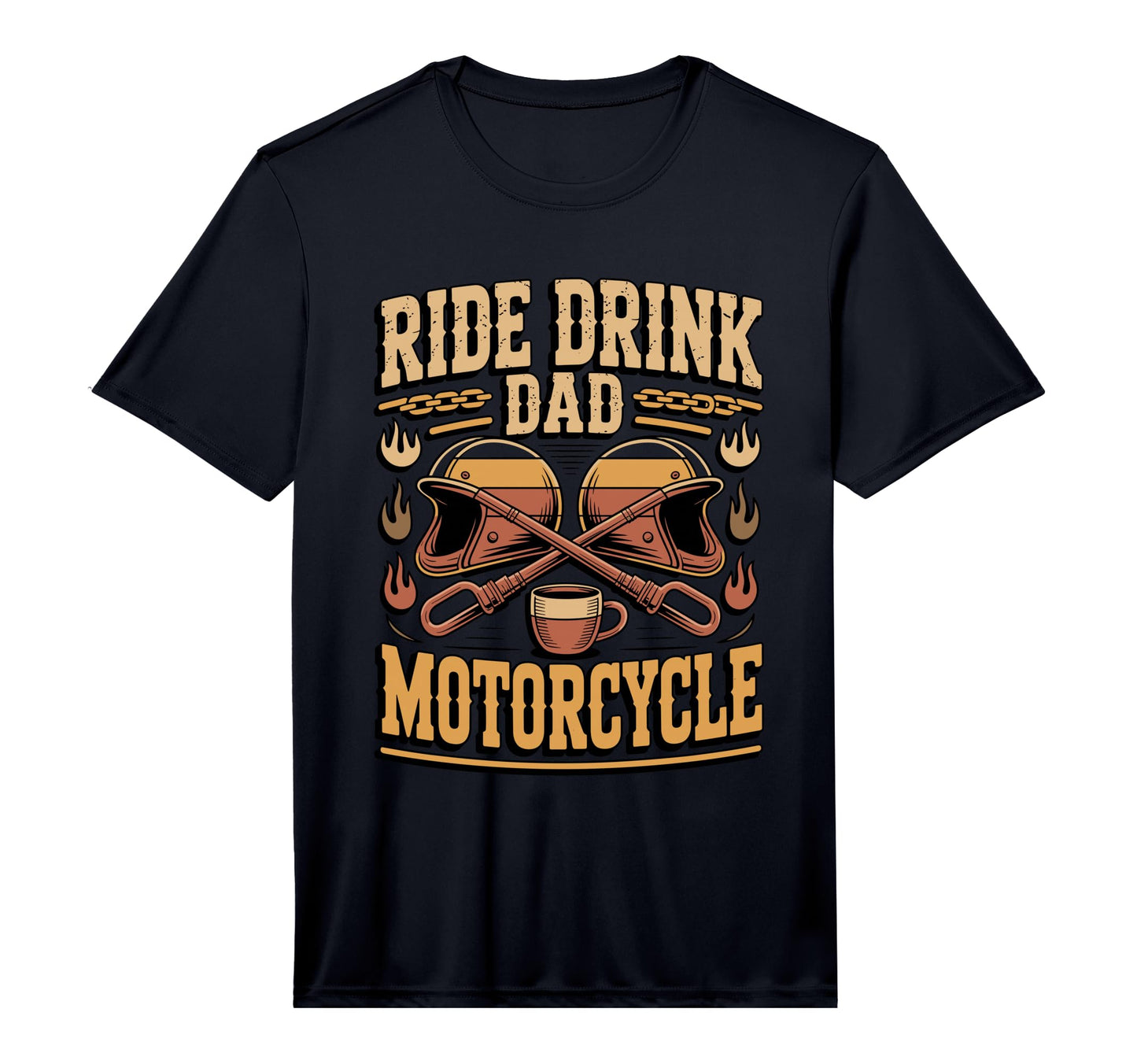 Mens Ride Drink Repeat Motorcycle Dad T-Shirt - Fun Novelty Design Unisex - T-Shirt, Sweatshirt, Hoodie