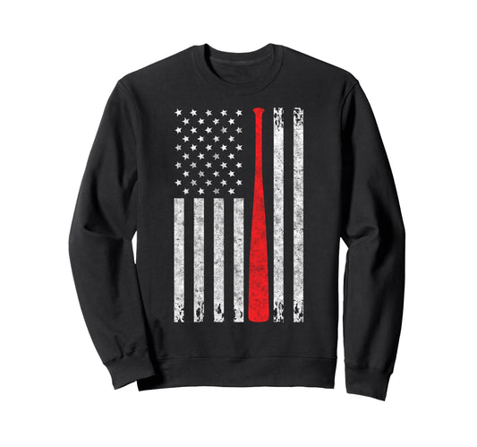 Baseball Us Flag Baseball Lover Dad Sweatshirt - Streetwear Style Unisex - T-Shirt, Sweatshirt, Hoodie