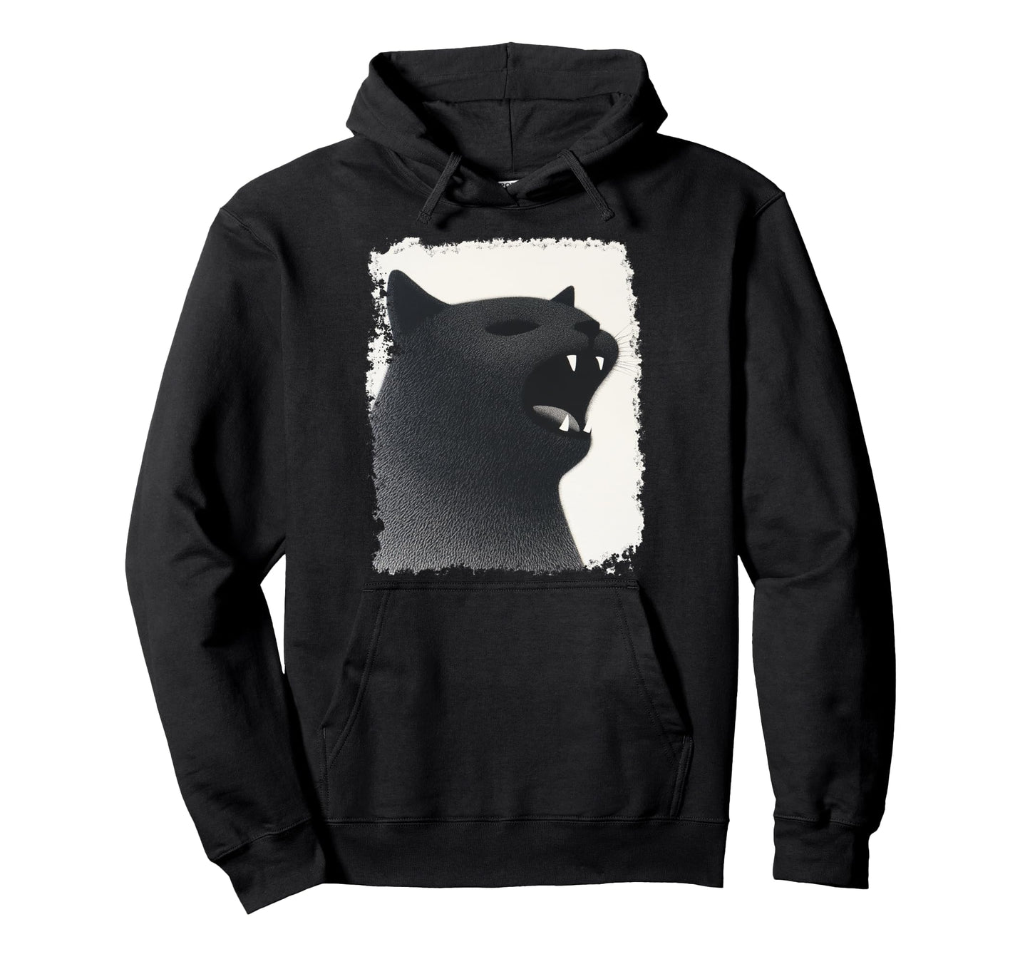 Pop Art Screaming Hissing Cat Black Hoodie - Fun Novelty Design for Adults - T-Shirt, Sweatshirt, Hoodie
