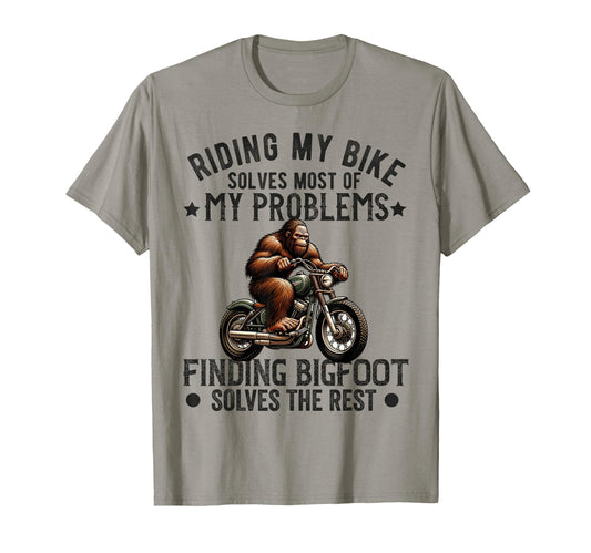 Bigfoot Motorcycle Sasquatch Dad Biker T-Shirt - Graphic Print for Adults - T-Shirt, Sweatshirt, Hoodie