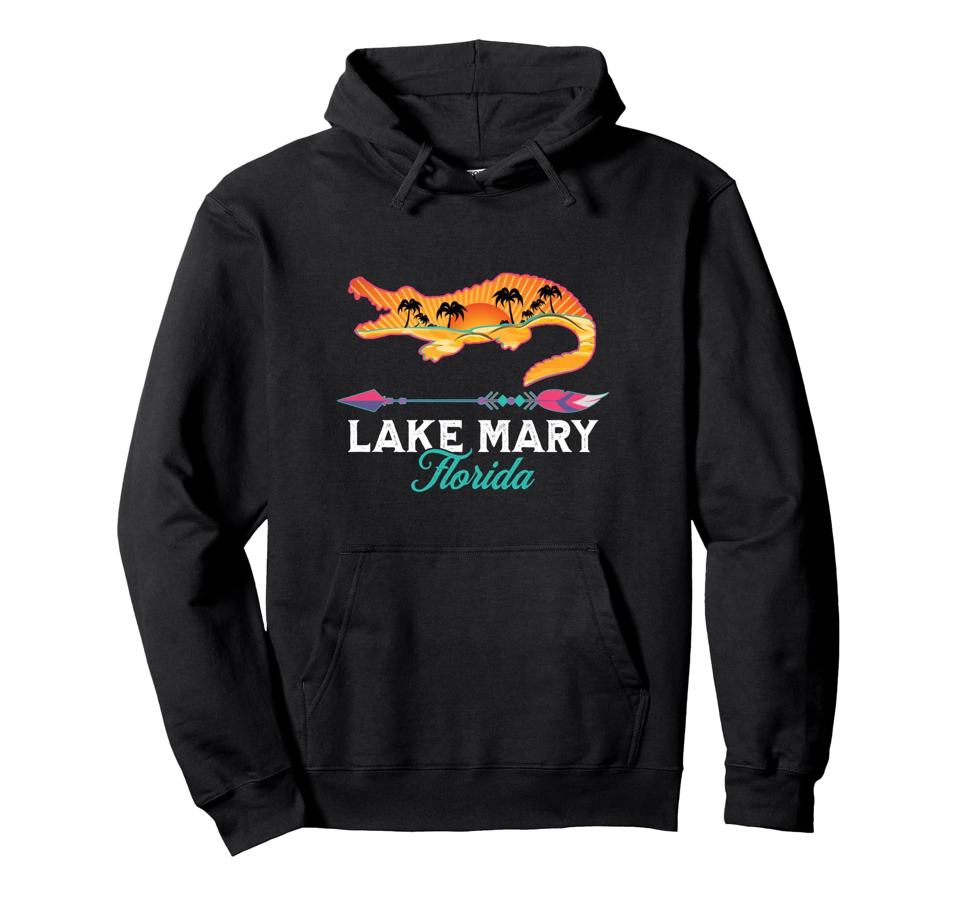 Lake Mary Florida Usa Alligator Sunset Hoodie - Graphic Print for Adults - T-Shirt, Sweatshirt, Hoodie