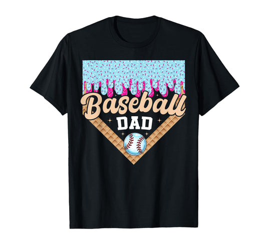 Baseball Dad Ice Cream Drip Fathers Day T-Shirt - Trendy Graphic Unisex - T-Shirt, Sweatshirt, Hoodie