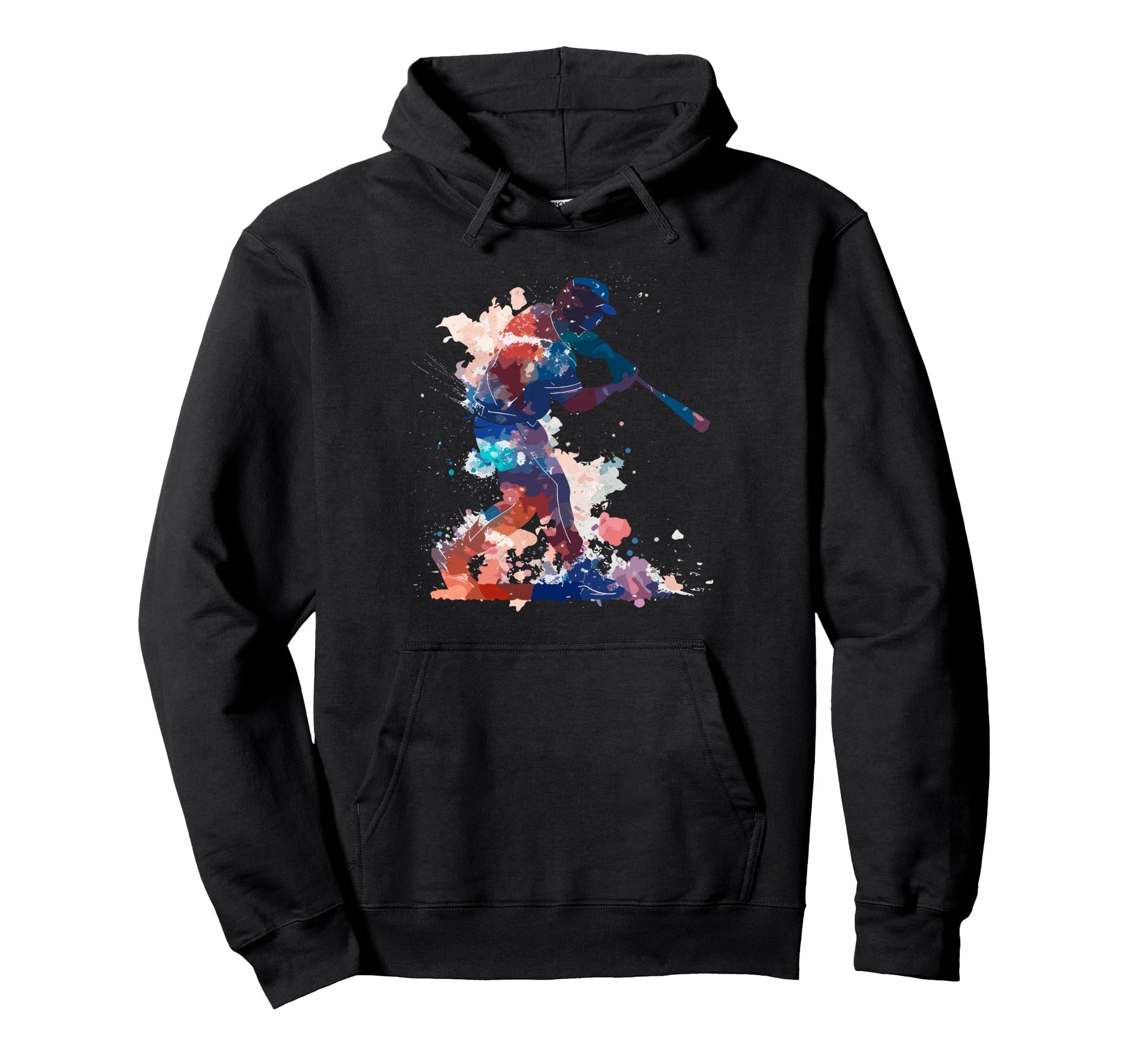 Paint Splash Baseball Player Coach Hoodie - Casual Everyday Wear Men Women - T-Shirt, Sweatshirt, Hoodie