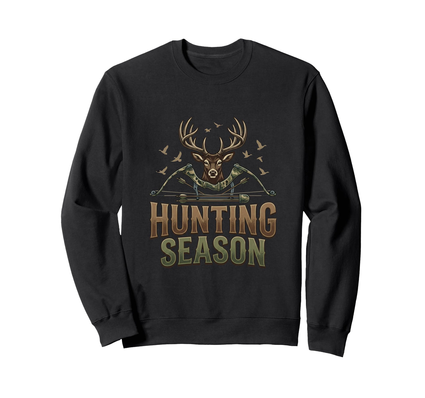 Deer Hunting Buck Antlers Camo Bow Sweatshirt - Trendy Graphic Unisex - T-Shirt, Sweatshirt, Hoodie