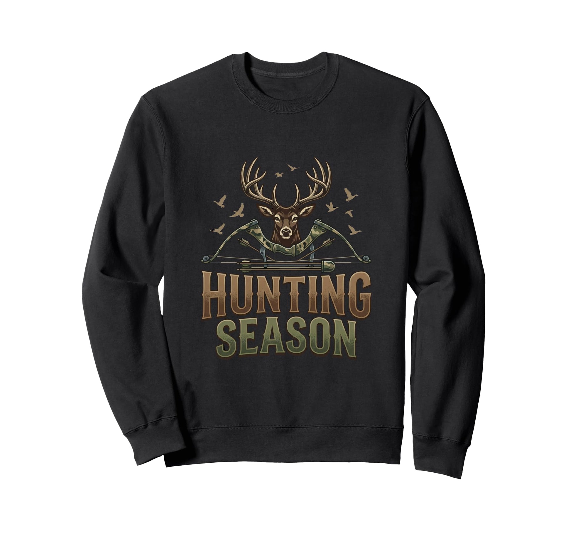 Deer Hunting Buck Antlers Camo Bow Sweatshirt - Trendy Graphic Unisex - T-Shirt, Sweatshirt, Hoodie