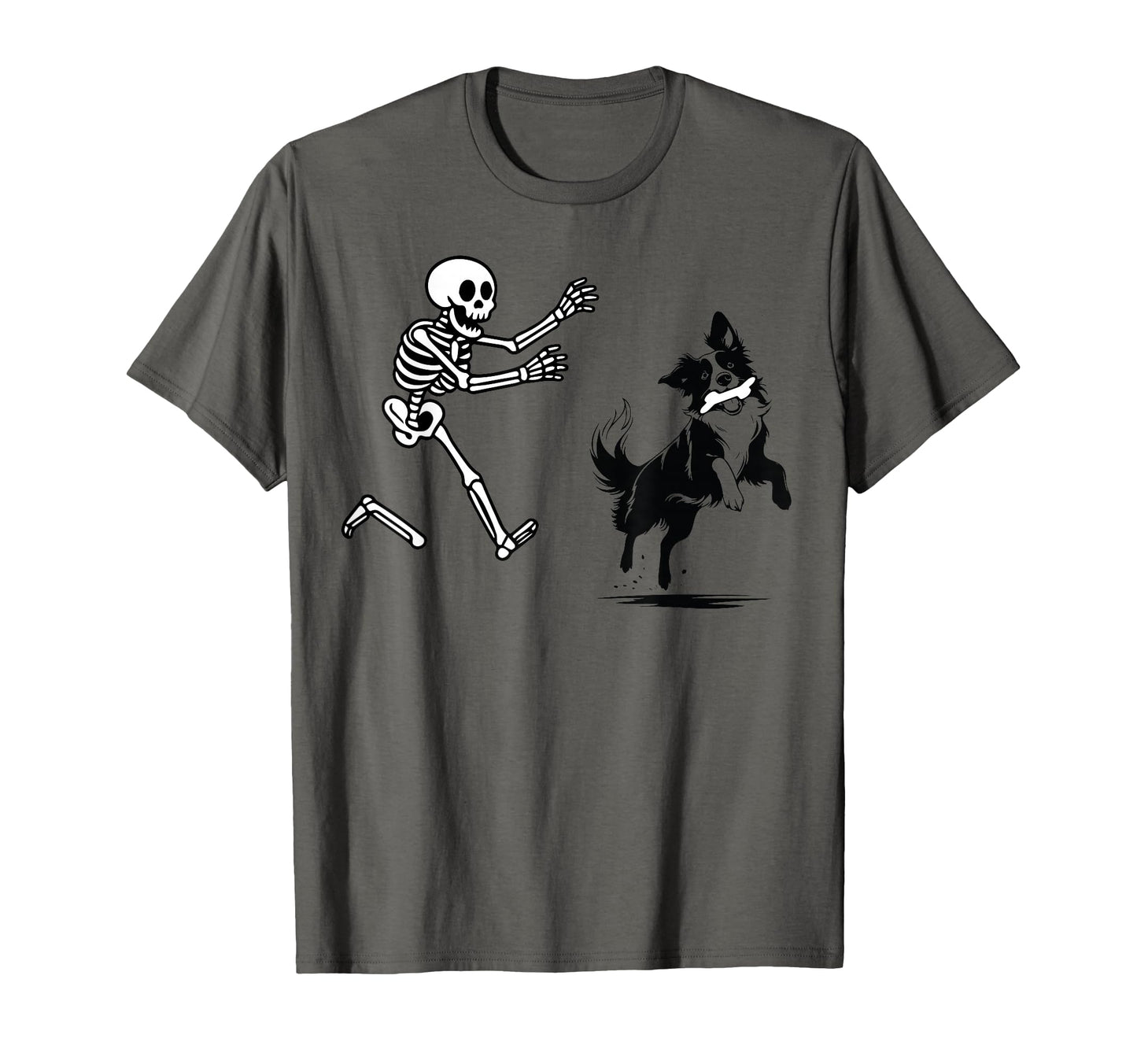 Funny Border Collie Running Skeleton T-Shirt - Minimalist Print Men Women - T-Shirt, Sweatshirt, Hoodie