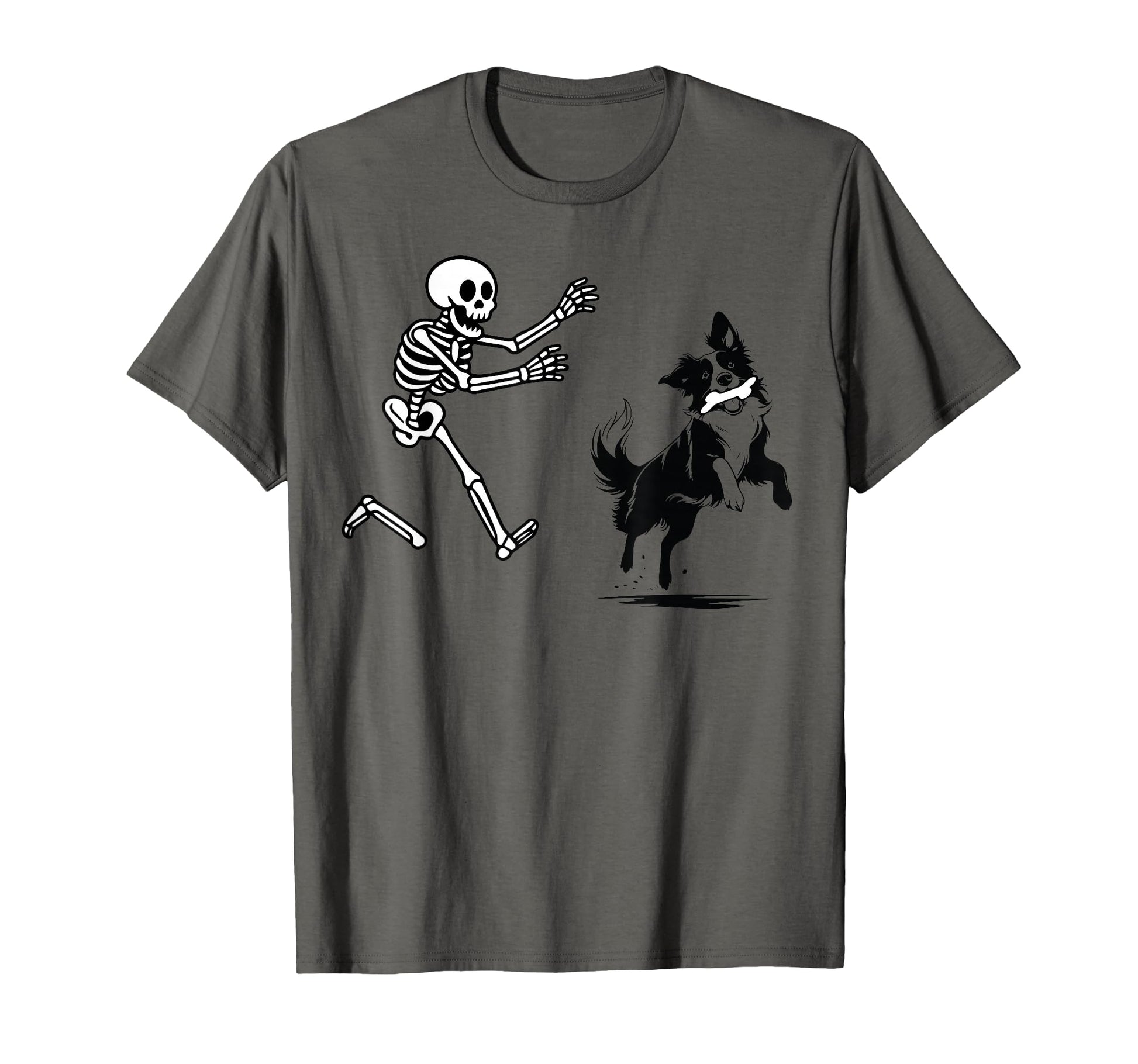 Funny Border Collie Running Skeleton T-Shirt - Minimalist Print Men Women - T-Shirt, Sweatshirt, Hoodie