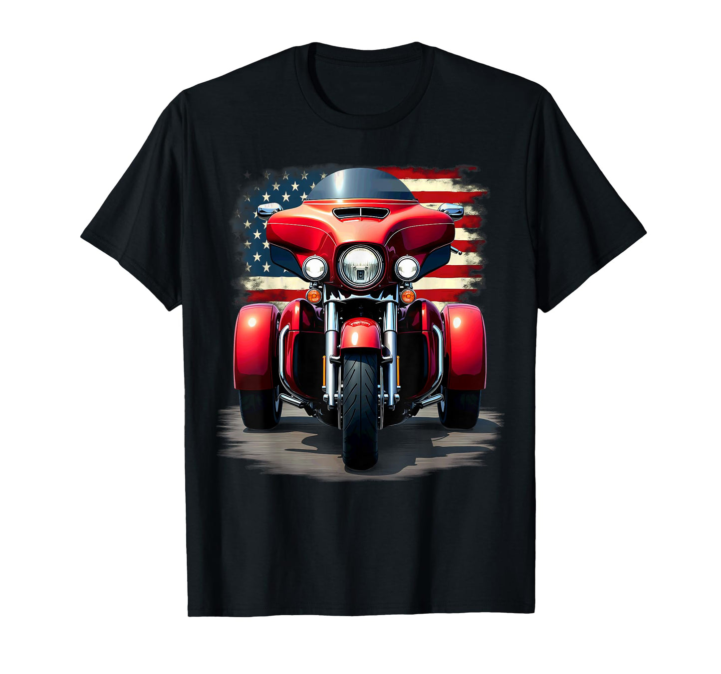 Us Flag Patriotic Motorcycle Trike T-Shirt - Unique Graphic for Adults - T-Shirt, Sweatshirt, Hoodie