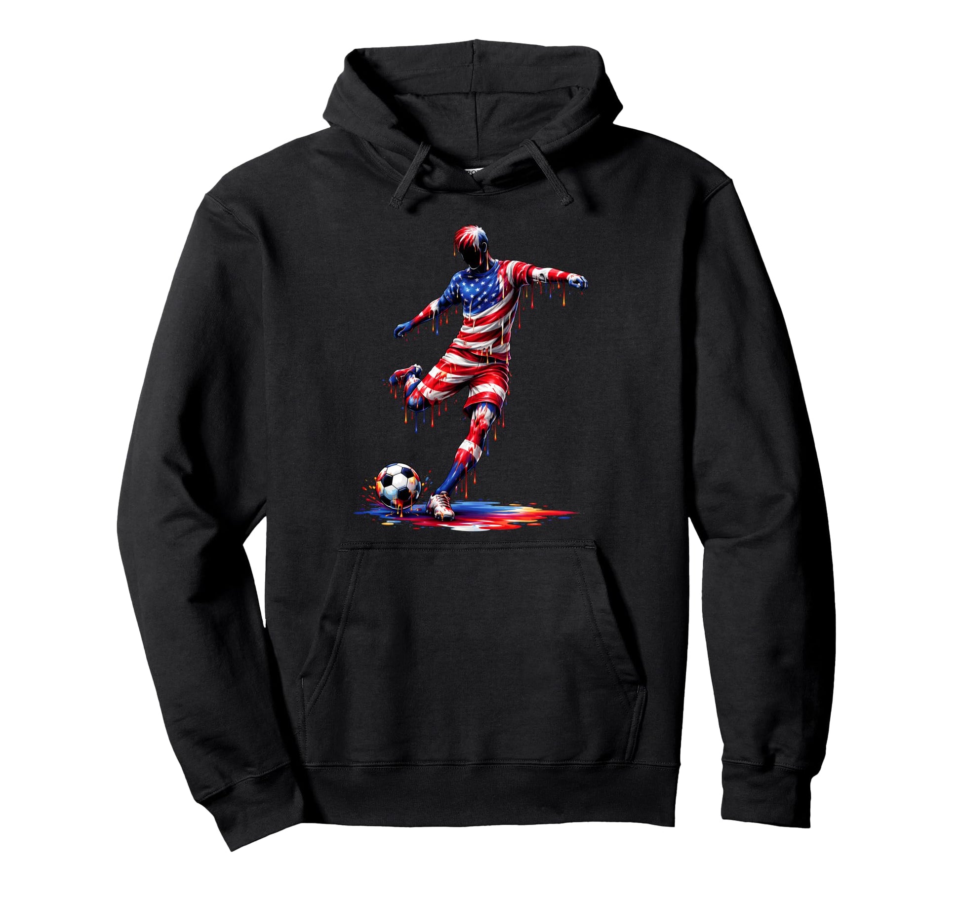 Soccer Drip American Flag 4Th July Hoodie - Fun Novelty Design Unisex - T-Shirt, Sweatshirt, Hoodie